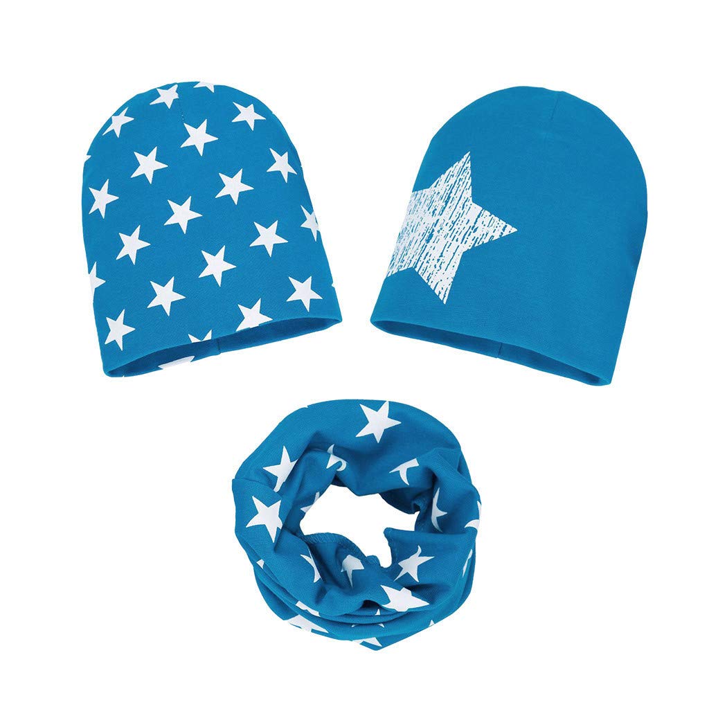 Adorable 3-Piece Baby Winter Hat Set with Scarf - Soft Star Print Toddler Hats for Boys & Girls | Cozy Autumn & Winter Accessories for Infants