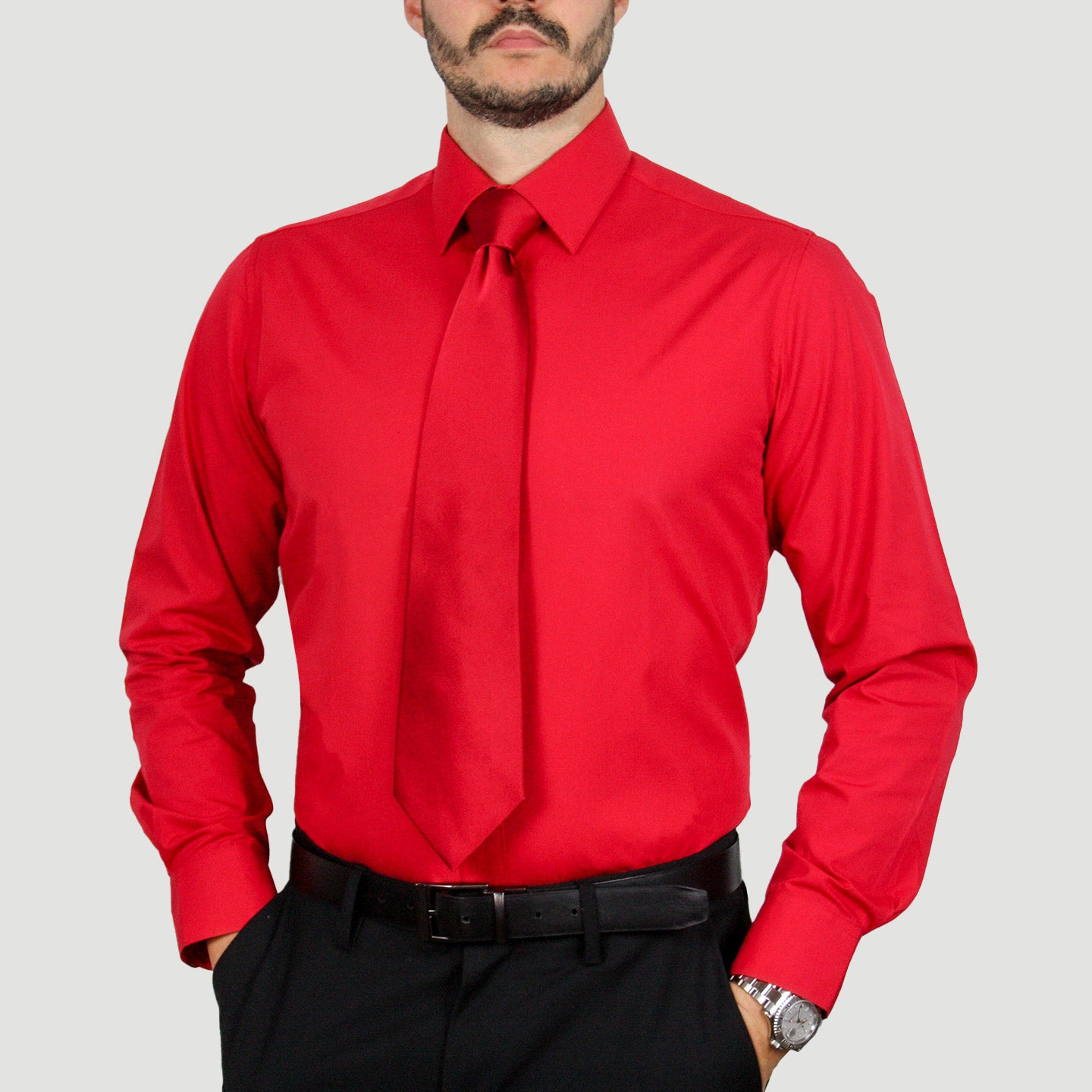 ARTURO Modern Fit Long Sleeve Red Dress Shirt for Men - Big & Tall Sizes 4X to 6X - Formal Office Wear & Special Occasions