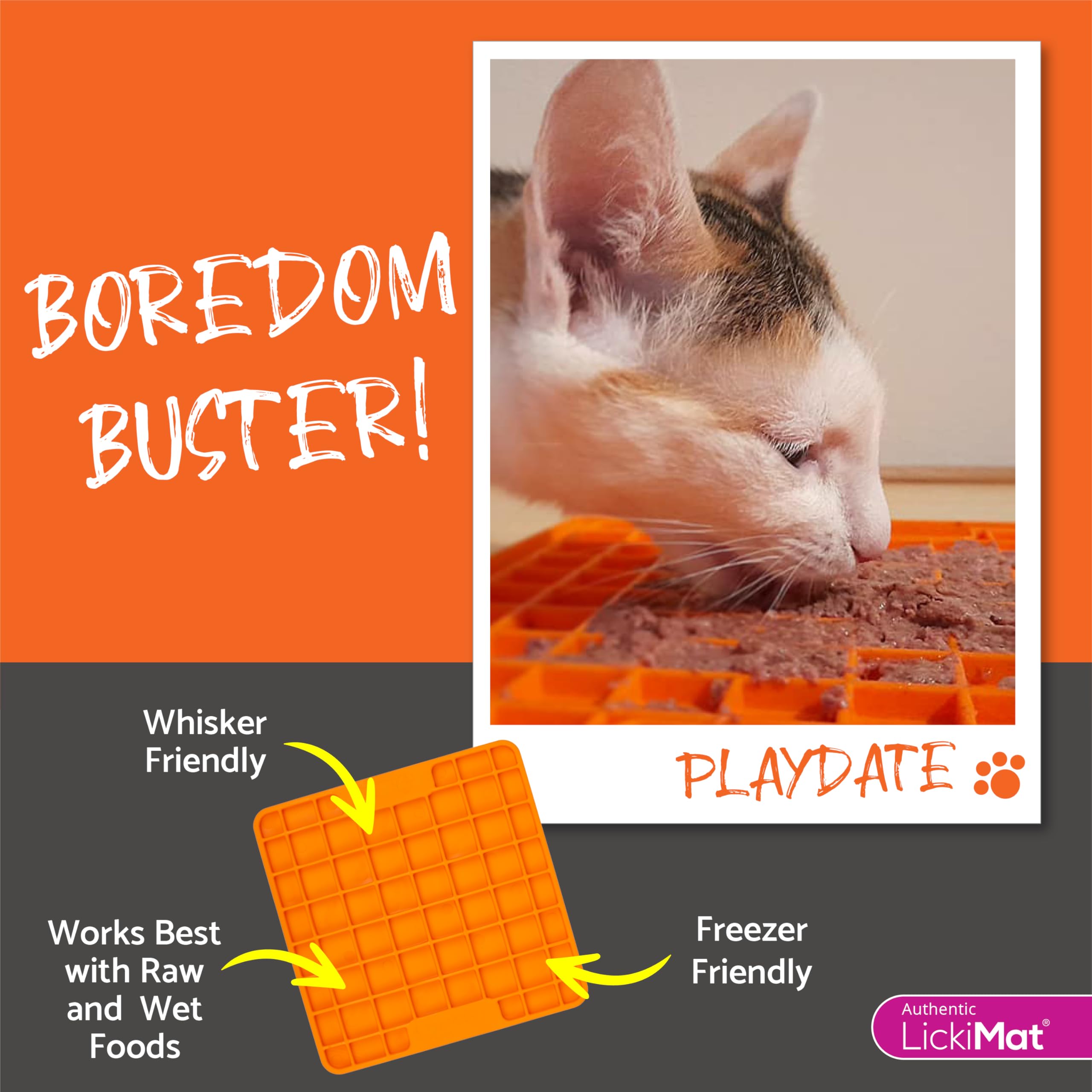 LickiMat Classic Playdate Cat Slow Feeder Lick Mat - Anxiety & Boredom Relief for Cats - Perfect for Food, Treats, Yogurt & Peanut Butter - Fun Alternative to Slow Feed Cat Bowls - Turquoise - Great for Mealtime Enrichment & Stress Reduction