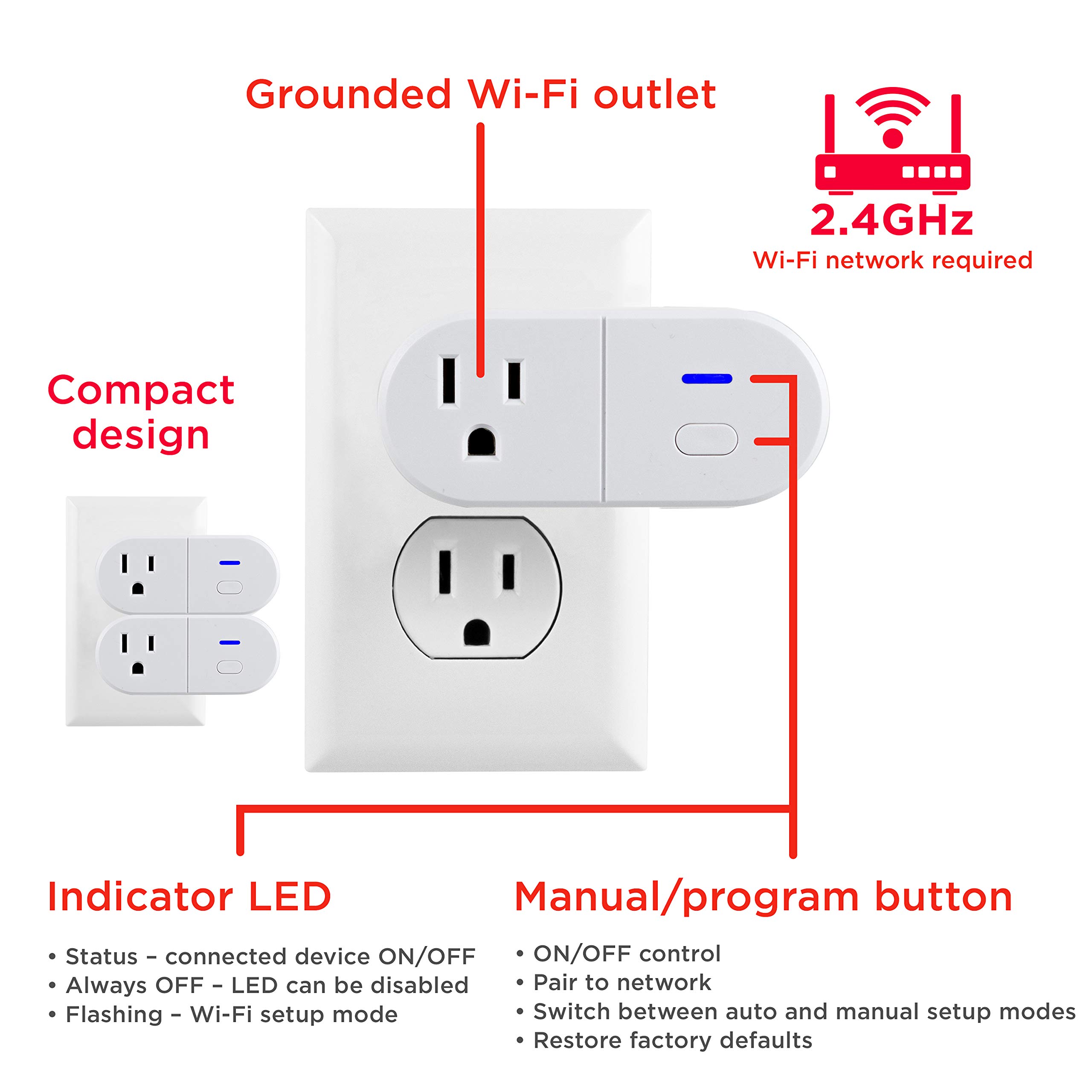 UltraPro Smart Plug WiFi Outlet 2 Pack - Works with Alexa, Google Home & Echo - No Hub Required - App Controlled - ETL Certified - Smart Home Automation for Lights, Fans & Appliances - Perfect for Home, Office & Vacation Use