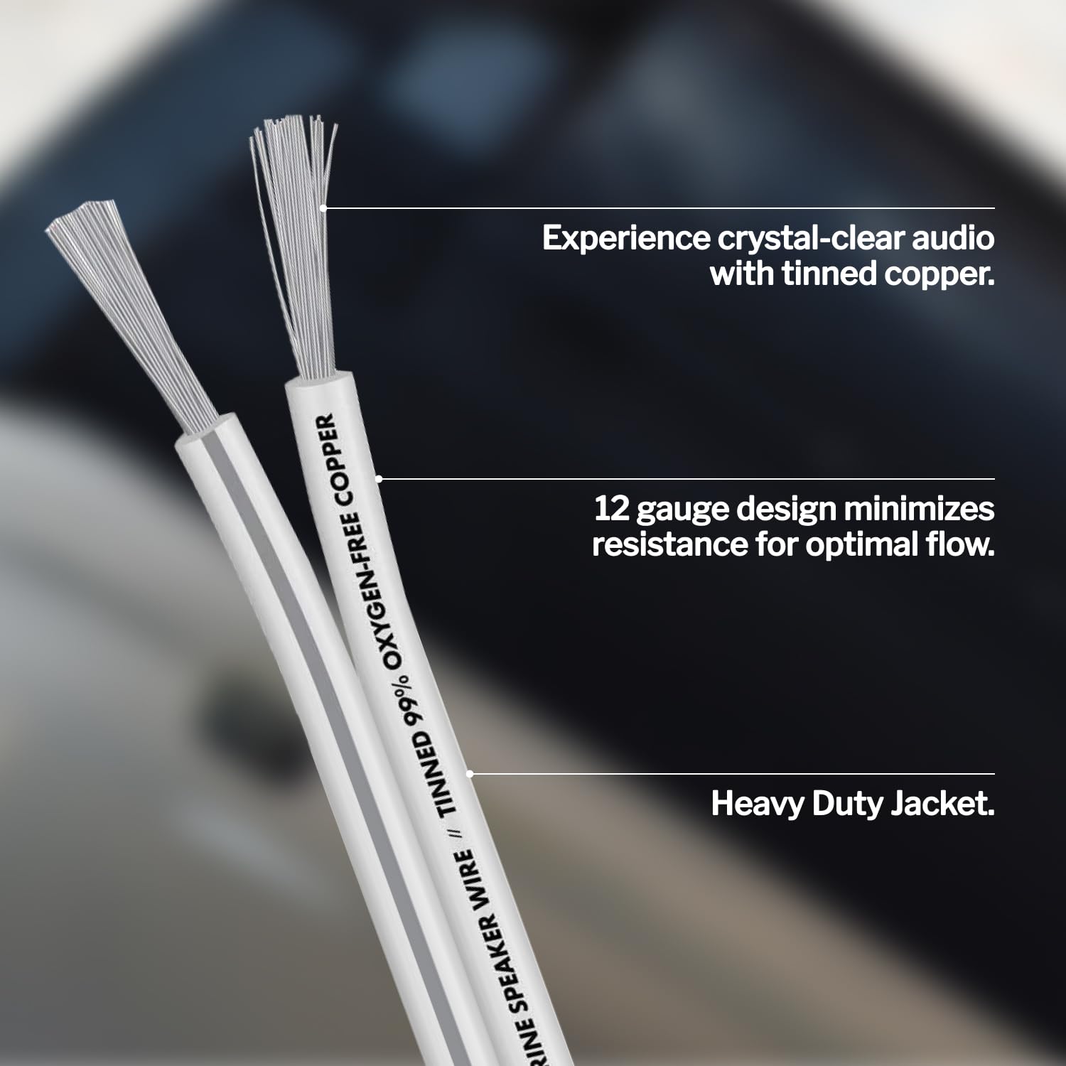 InstallGear 12 Gauge AWG Speaker Wire Cable (100ft - White) | High-Quality Oxygen-Free Copper Speaker Wire for Home Theater, Car Audio & Marine Use | Indoor/Outdoor Durable Audio Cable for Clear Sound