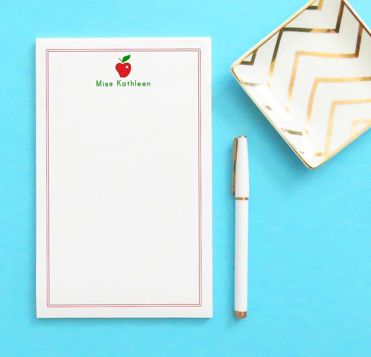 Personalized Apple Notepads for Teachers - 5.5x8.5 Inch Custom Teacher Notepad with 50 Sheets - Perfect Teacher Appreciation Gift for Classroom, Office & School Supplies