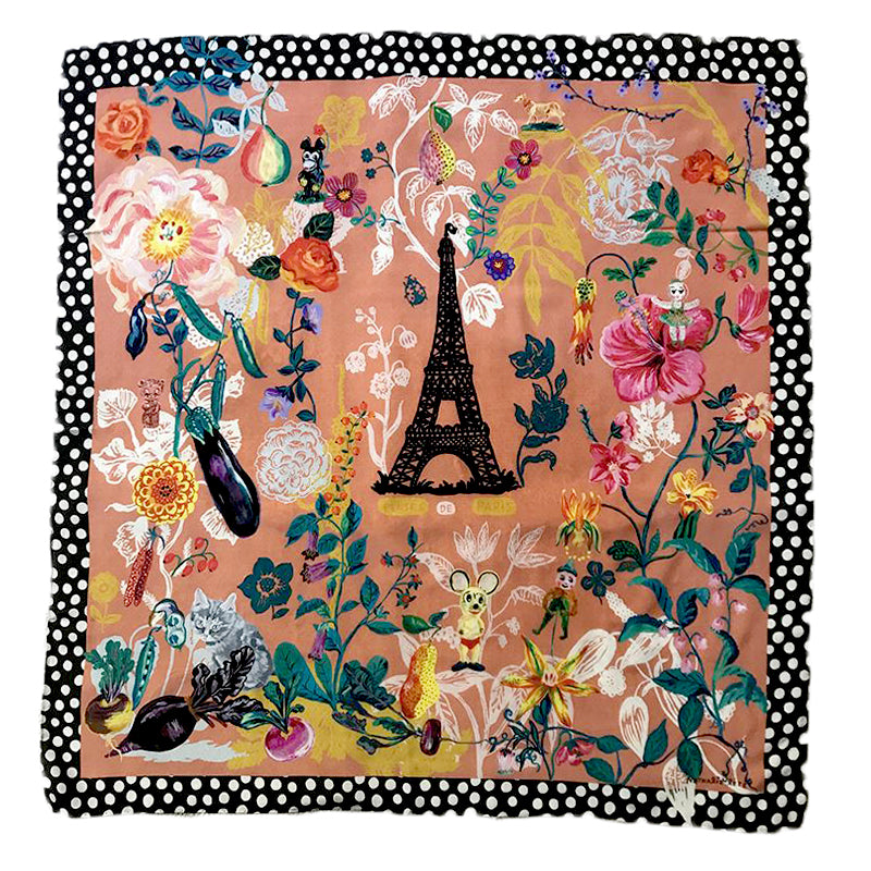 Paris Jardin Silk Scarf - Luxury Fashion Accessory for Women, Elegant Floral Print Shawl - Perfect for Travel, Weddings & Special Occasions