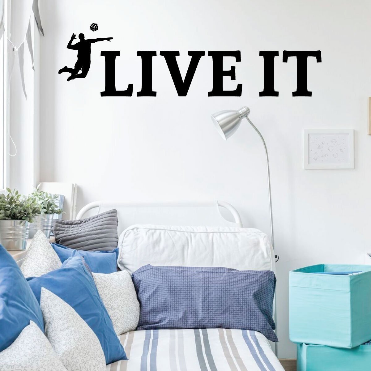 Volleyball Wall Decal - Motivational 'Live It' Vinyl Sticker for Boys Room - Sports Themed Bedroom & Playroom Decor - Perfect for Kids, Teens & Sports Fans