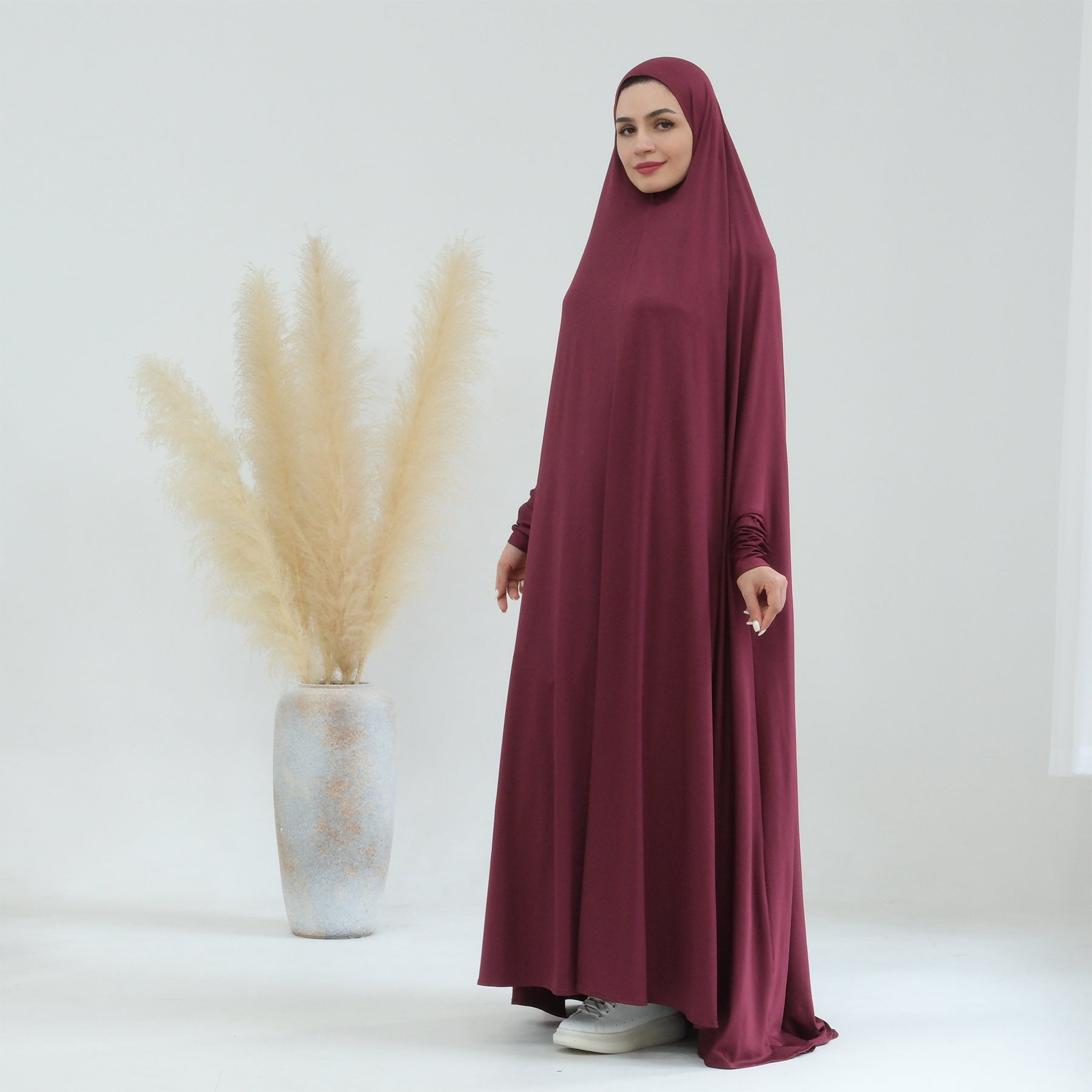 Awra Cape Hijab Combo - Wine Red Modest Muslim Scarf & Shawl Set for Women - Perfect for Prayer, Work, and Special Occasions