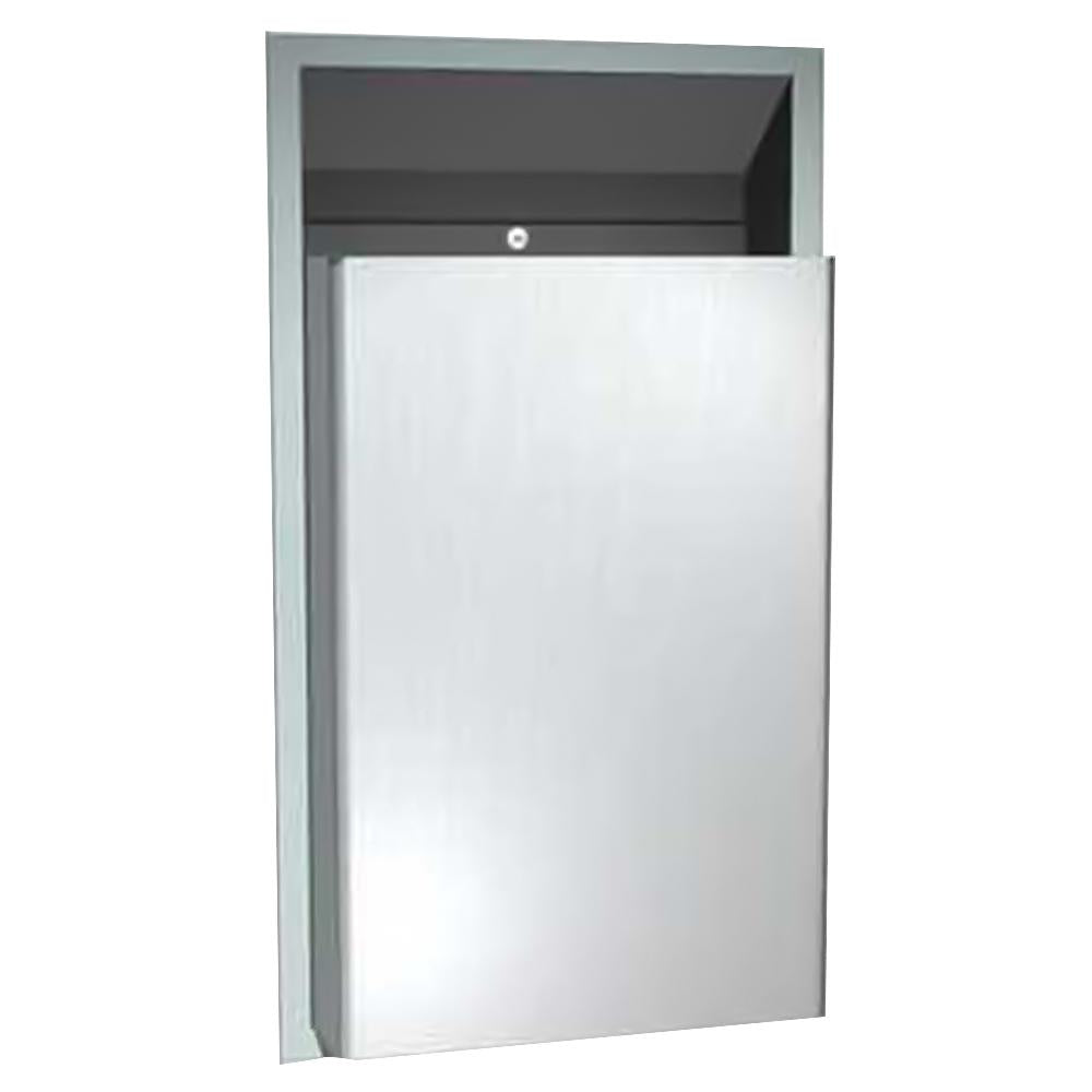 ASI 0458 9 Traditional 12 Gallon Waste Receptacle - Surface Mounted Trash Can with Satin Finish for Office, Kitchen & Commercial Spaces