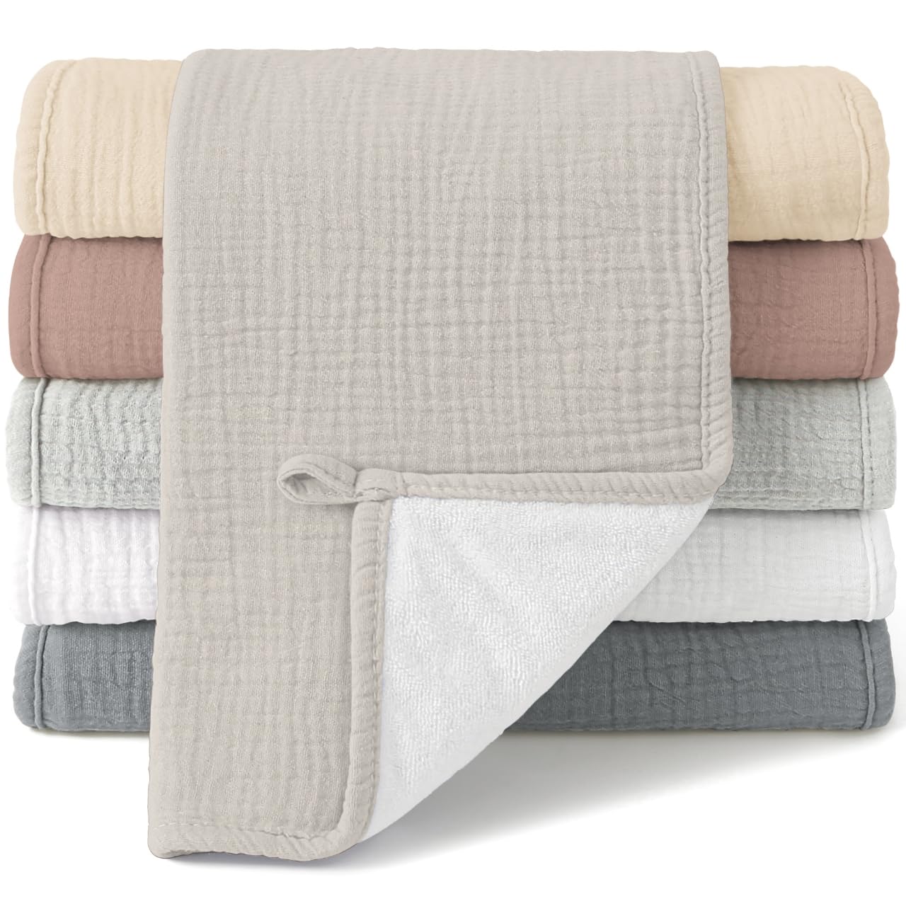 Premium 100% Cotton Muslin Burp Cloths for Babies - Ultra Soft & Absorbent 20x10 Inch Unisex Newborn Essentials (6-Pack) - Perfect for Feeding, Spit-Up Protection & Gentle Skin Care