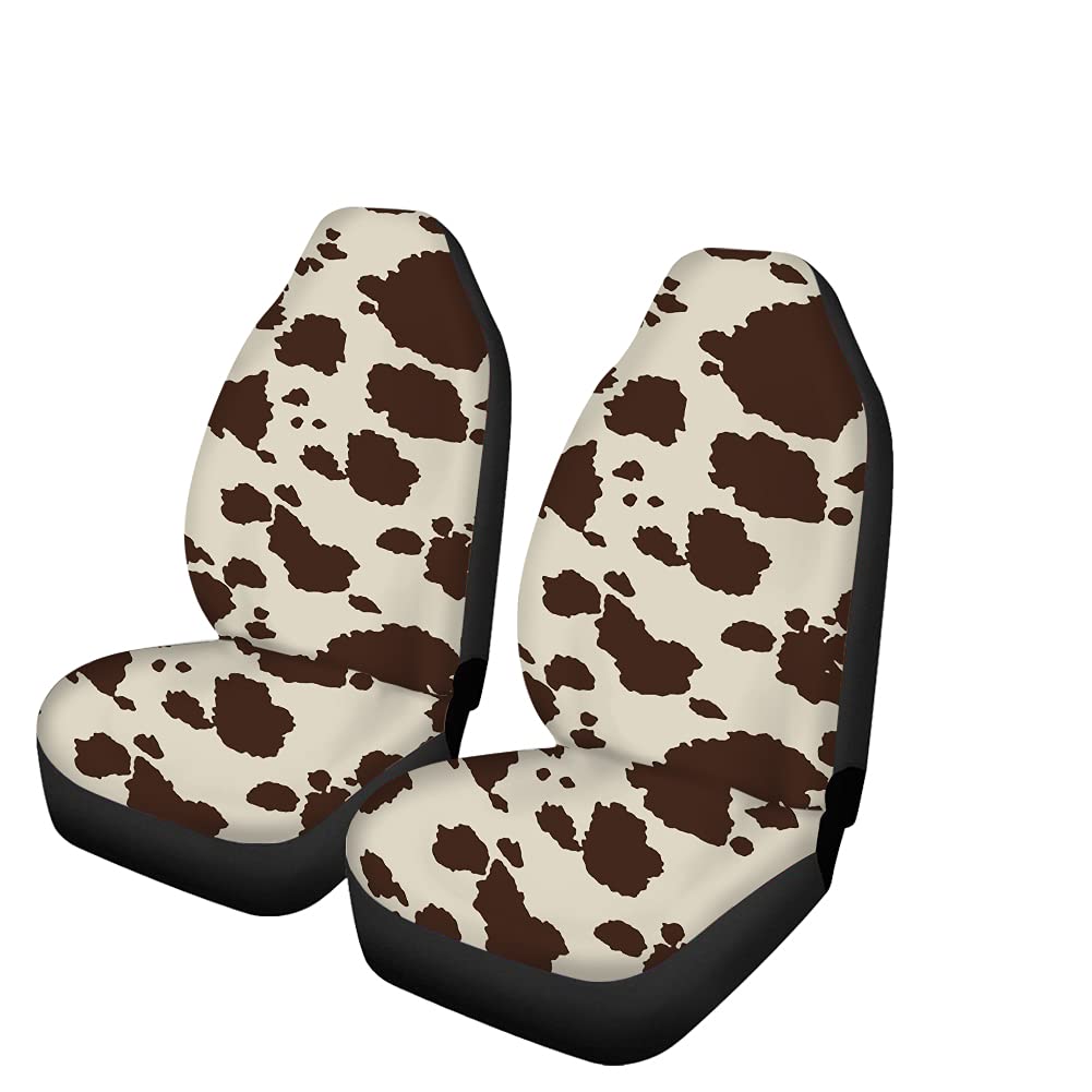 FUIBENG Brown Cowhide Print Car Seat Cover - Durable Non-Slip Seat Cushion for Front Seats, Universal Fit for All Cars - Stylish Vehicle Accessory for Men & Women | Perfect for Daily Commute, Road Trips & Car Interior Protection