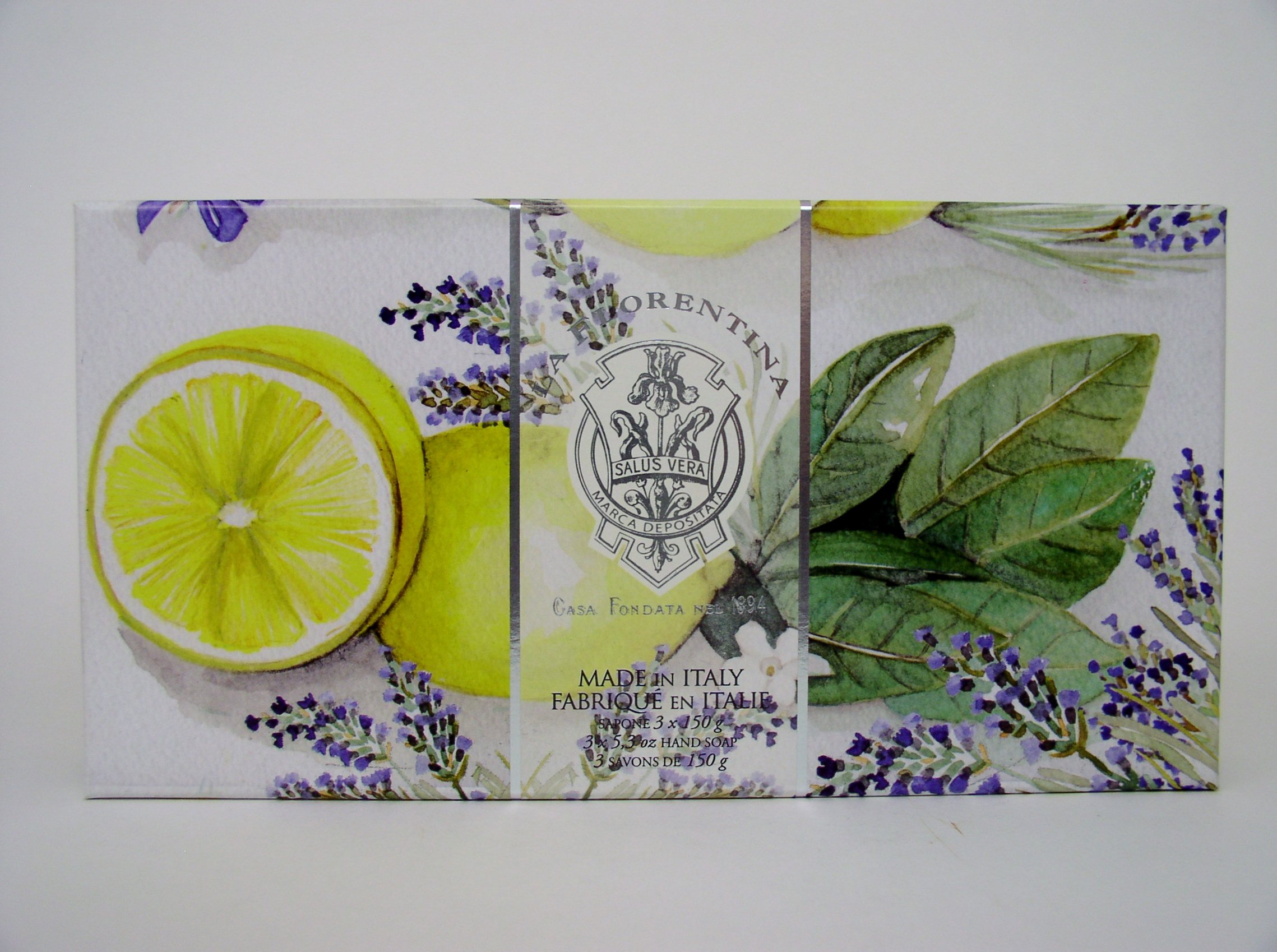 Luxury Italian Lemon Lavender Soap Set - 3 Pack (5.3 oz Each) | Handmade in Italy | Natural Skin Care Gift for Women & Men | Perfect for Spa, Bath & Relaxation