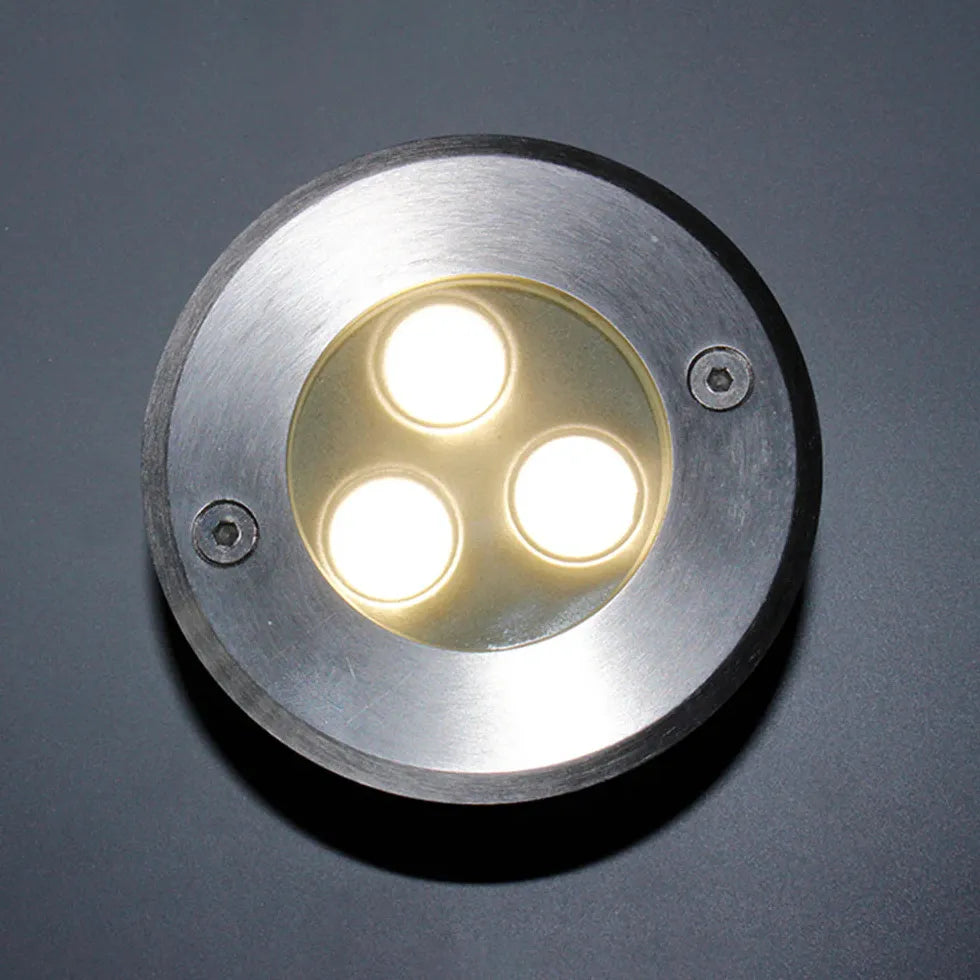 Stainless Steel Round LED Ground Outdoor Lights - Waterproof Landscape Lighting for Garden, Pathway, Patio & Yard Decor - Solar Powered Durable Exterior Lights