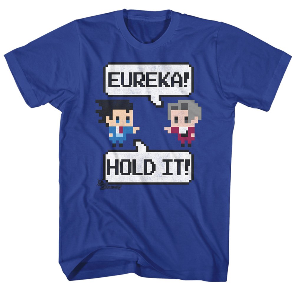 Ace Attorney Eureka Hold It! 8-Bit Gaming T-Shirt for Adults - Retro Video Game Fan Gift & Casual Wear for Gamers