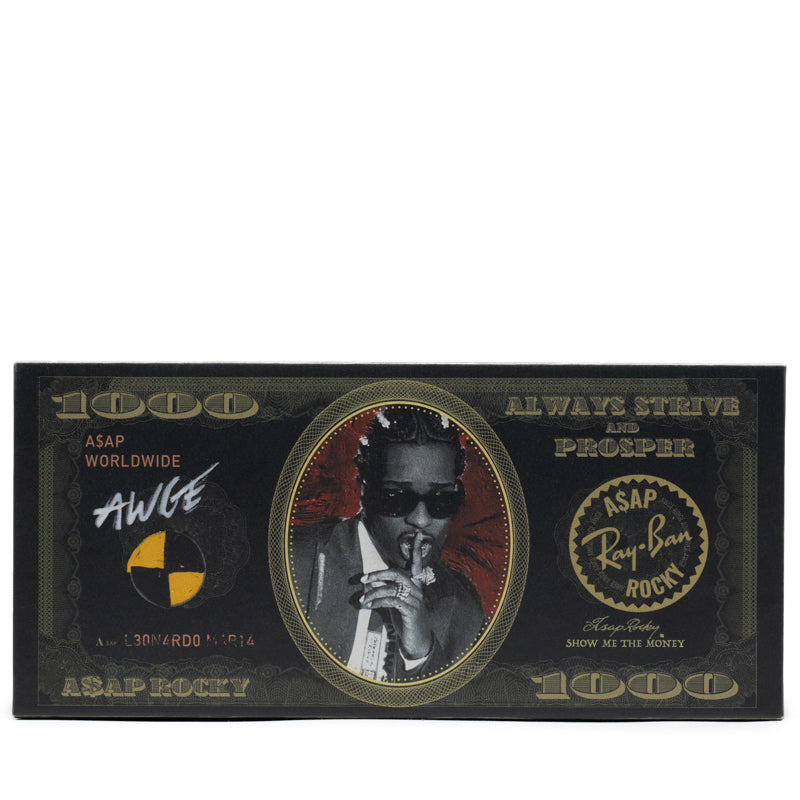 ASAP Rocky x Ray Ban Mega Clubmaster Sunglasses - Polished Black/Gold Frame - Stylish & Durable for Outdoor, Driving & Fashion