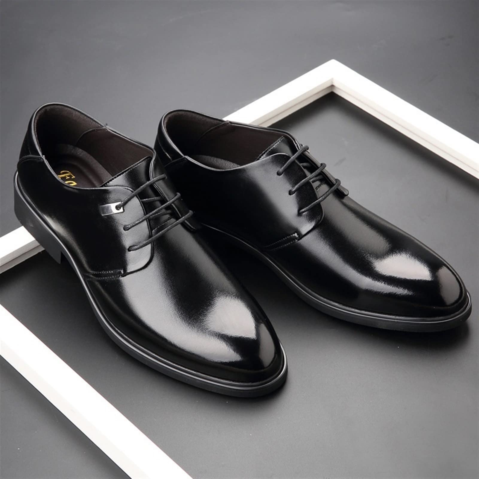 Men's Leather Oxford Dress Shoes - Formal Business Tuxedo Shoes for Men | Comfortable Lace-Up Derby Shoes in Noir (Size 12) | Perfect for Weddings, Office & Black Tie Events