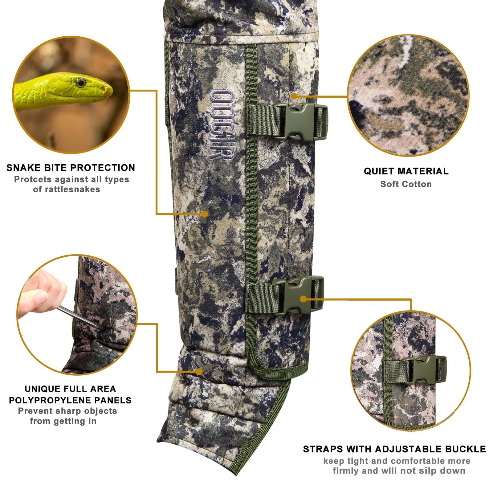 Snake Guard Chaps for Men & Women - Anti Snake Bite Protective Gear from Ankle to Thigh - Durable Hunting Leg Protection for Outdoor Adventures, Hiking & Wilderness Safety