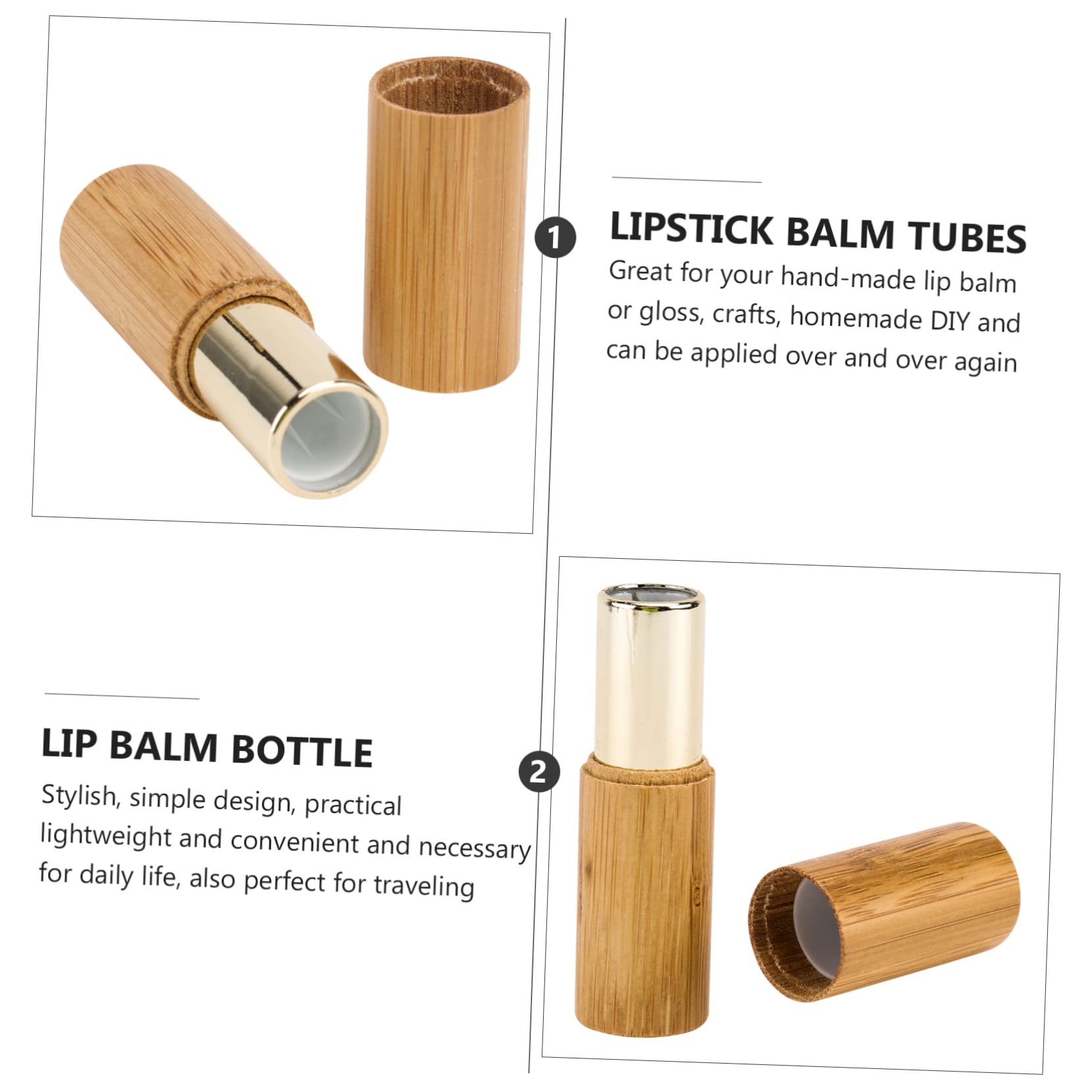 2PCS 12.1mm Empty Lipstick Tubes for DIY Natural Lip Balm & Gloss - Refillable Cosmetic Containers for Homemade Makeup Storage (Perfect for Travel, Gifts & Beauty Salons)