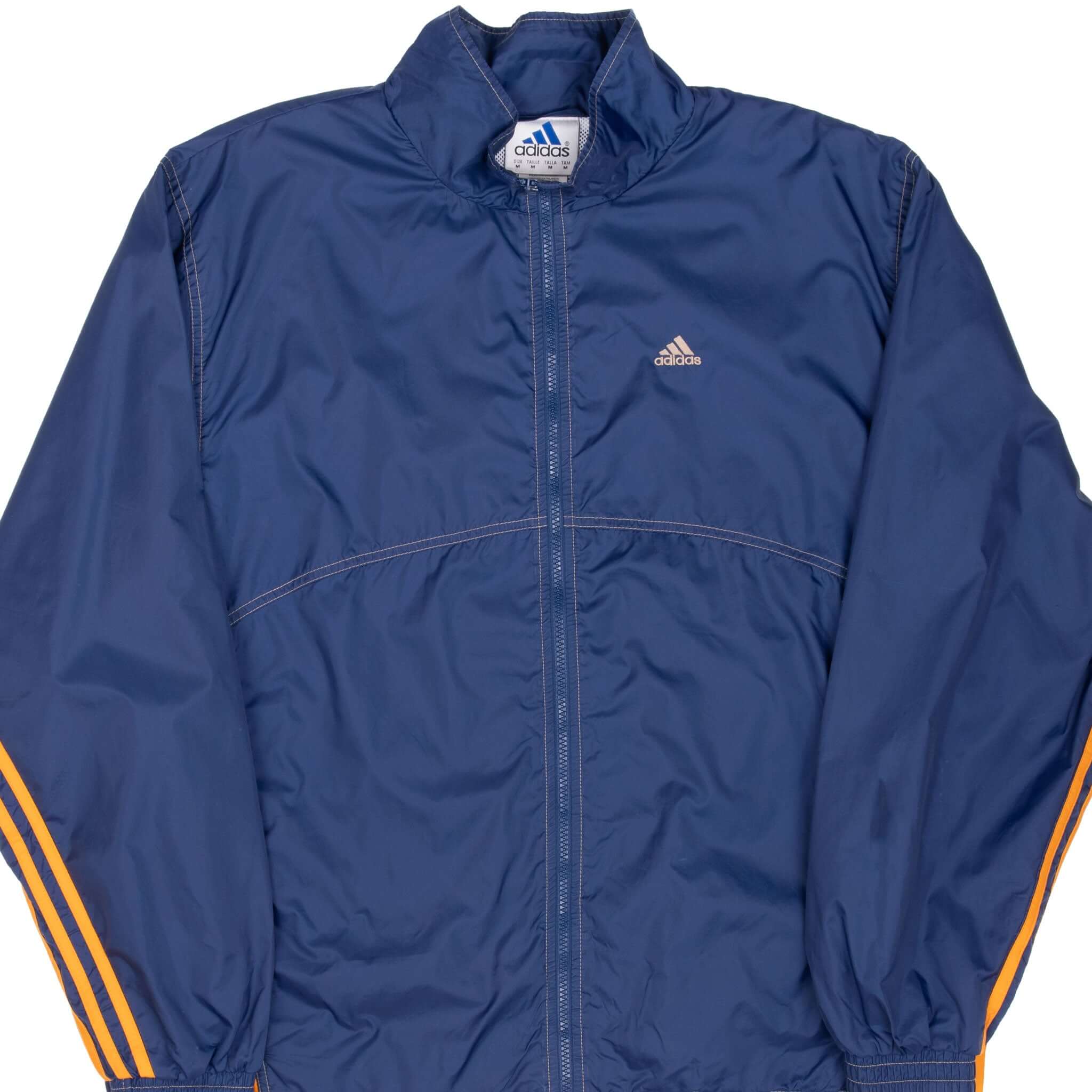 Vintage Adidas Blue Nylon Windbreaker Jacket 1990s - Medium Size | Retro 90s Sportswear for Running, Hiking & Casual Wear