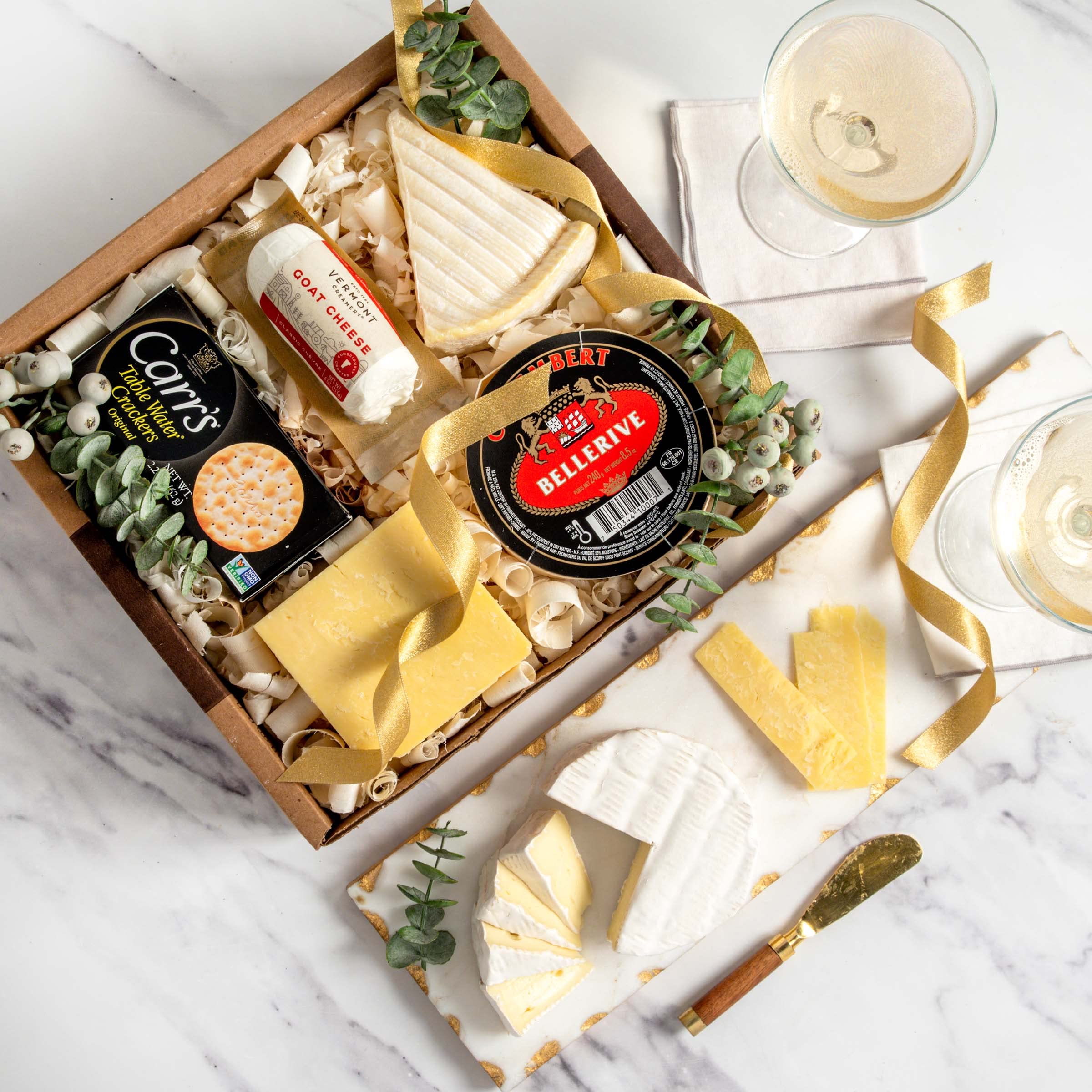 Premium Champagne Cheese Assortment Gift Box - 26.2 oz Gourmet Cheese Selection for Parties, Holidays & Wine Pairing
