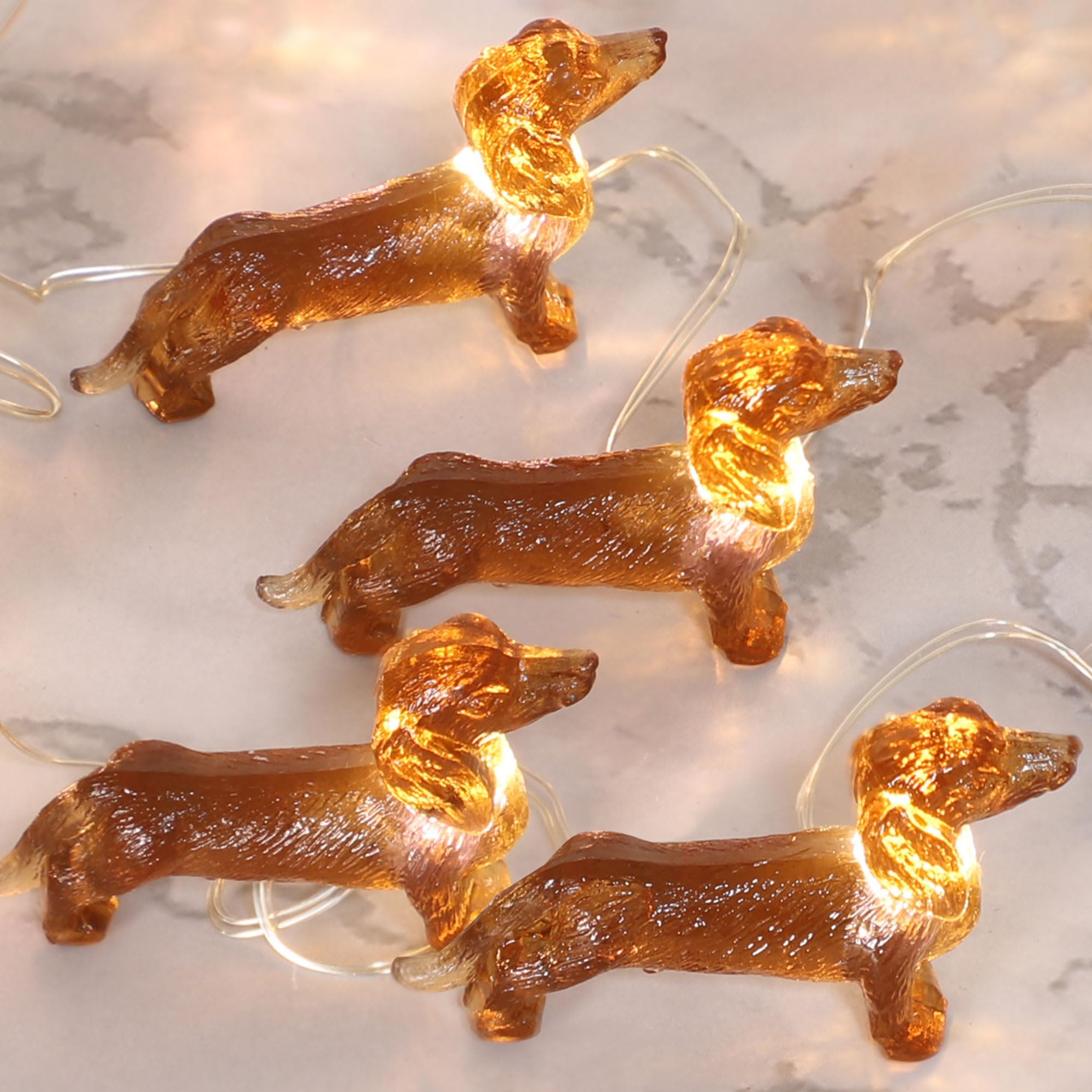Dachshund Dog String Lights - 10ft 30 LED Battery/USB Powered Fairy Lights with Remote | Pet-Themed Indoor Decor for Weddings, Birthdays, Christmas & St. Patrick's Day | Perfect for Home, Nursery, Party & Holiday Decorations