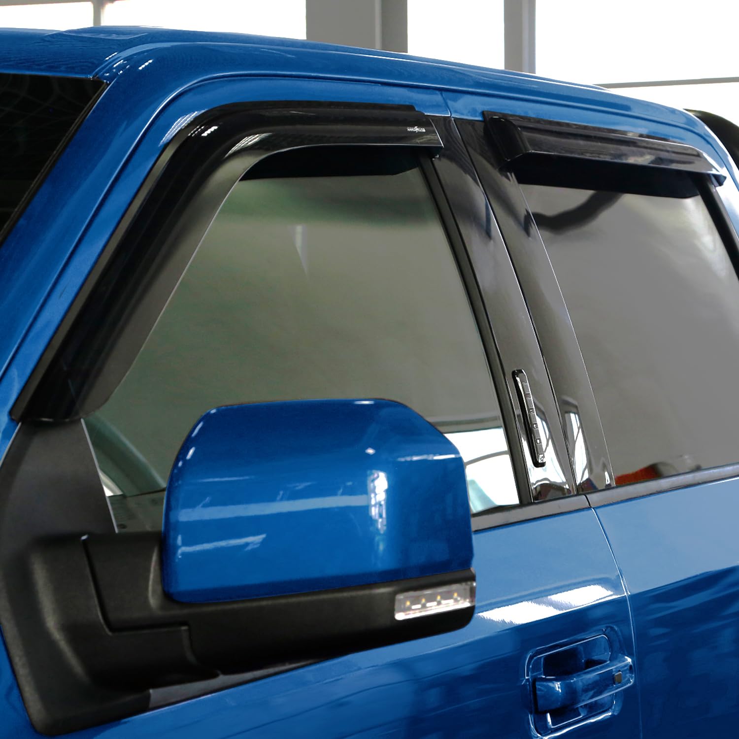 Goodyear Shatterproof Side Window Deflectors for Ford F150 2015-2025 SuperCrew - 4pc Tape-on Vent Visor Rain Guards - Truck Accessories for Weather Protection & Improved Airflow - Perfect for Highway Driving & All-Season Use