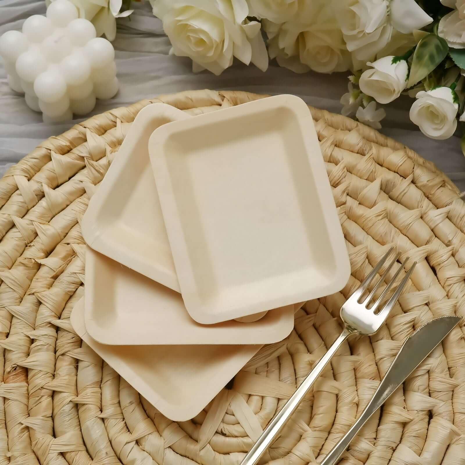 Efavormart 25 Pack - 5 Inch Biodegradable Birchwood Disposable Plates for Salads, Desserts, Parties & Picnics | Eco-Friendly Compostable Dinnerware for Weddings, BBQs & Outdoor Events