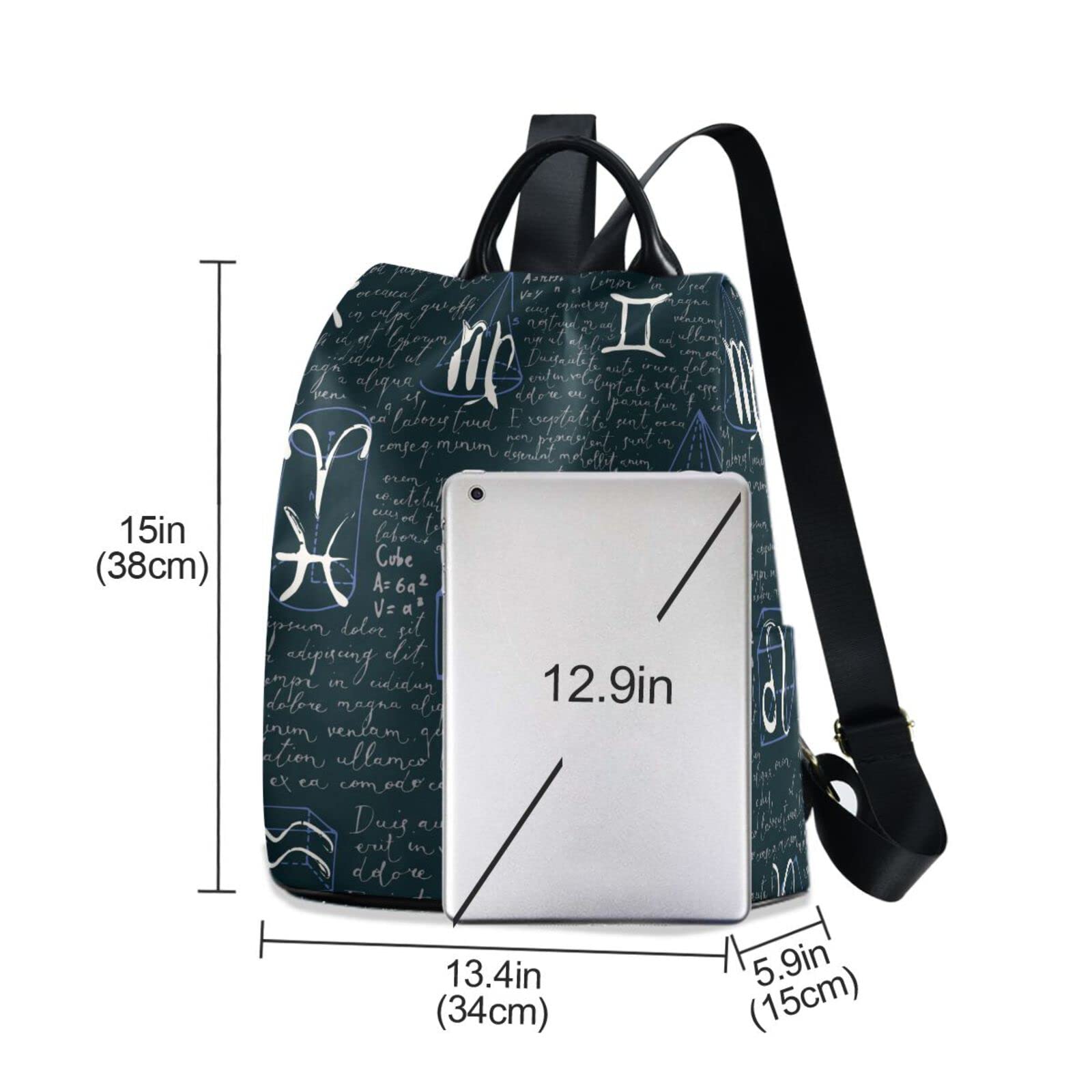 ALAZA Zodiac Signs Backpack Purse for Women - Stylish Dark Background Daypack for Travel, College, Work & Business | Perfect Shoulder Bag for Casual Use & Daily Commute