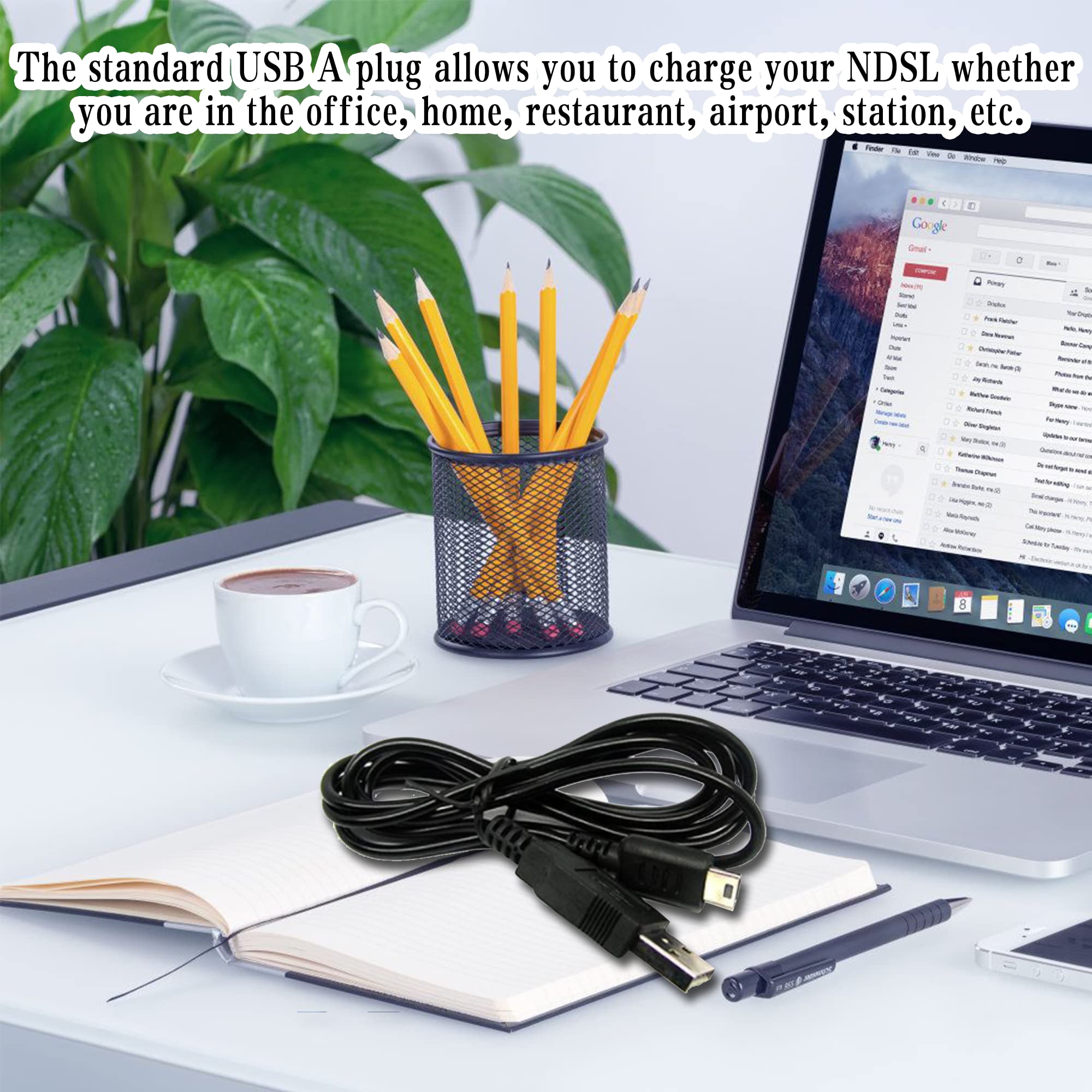 IRYNA 2-Pack USB Charger Cable for Nintendo DS/DS Lite - Replacement Power Cord for Gaming Console - Perfect for Home, Travel & On-the-Go Gaming