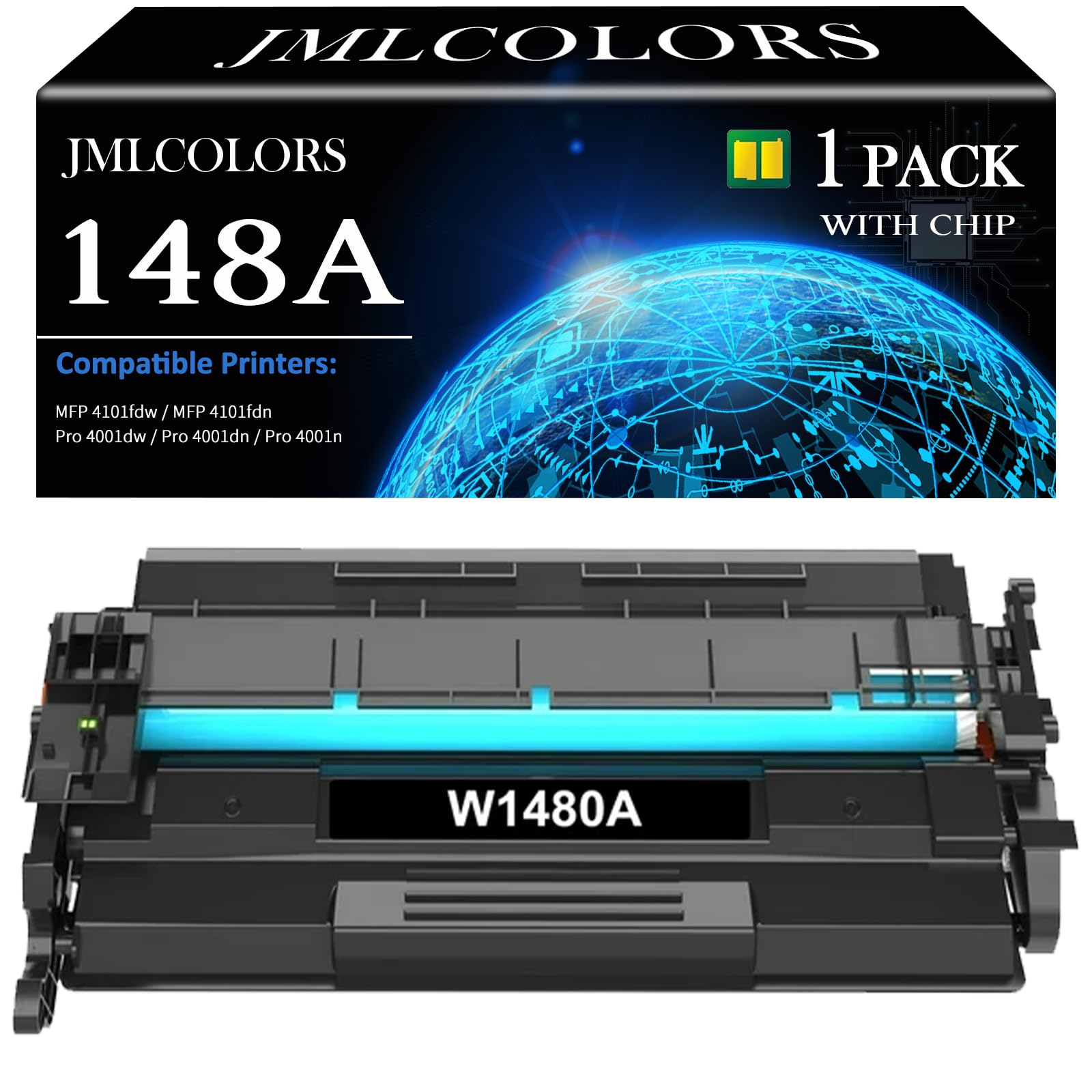 HP 148A 148X Toner Cartridge Replacement (with Chip) - Compatible with HP Pro 4001dw 4001dn 4001n MFP 4101fdw 4101fdn Printers - High Yield Black Toner for Office & Home Printing