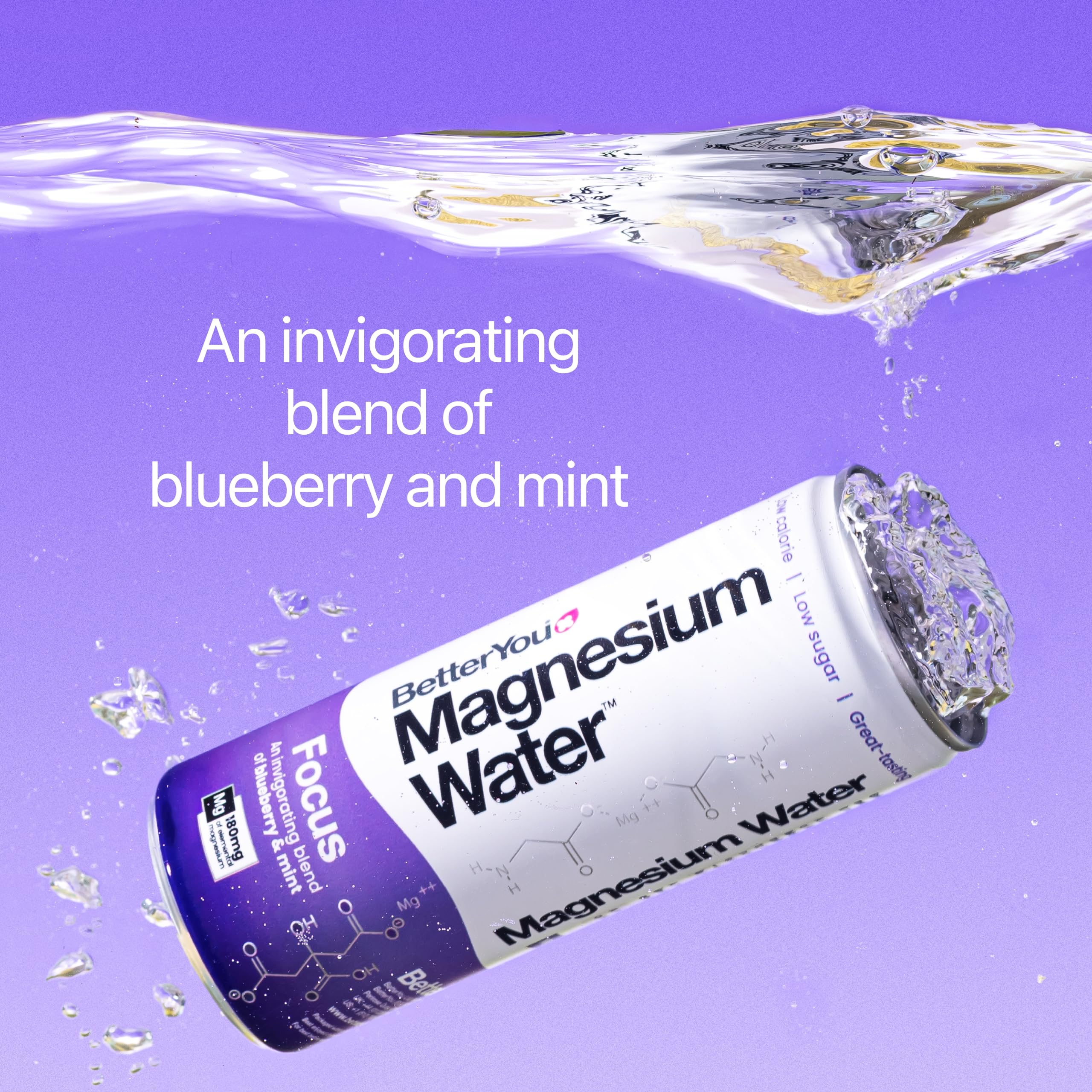 BetterYou Magnesium Water Focus - 12 Pack of 250ml Bottles | Natural Stress Relief & Mental Clarity Supplement | Perfect for Work, Study & Active Lifestyles
