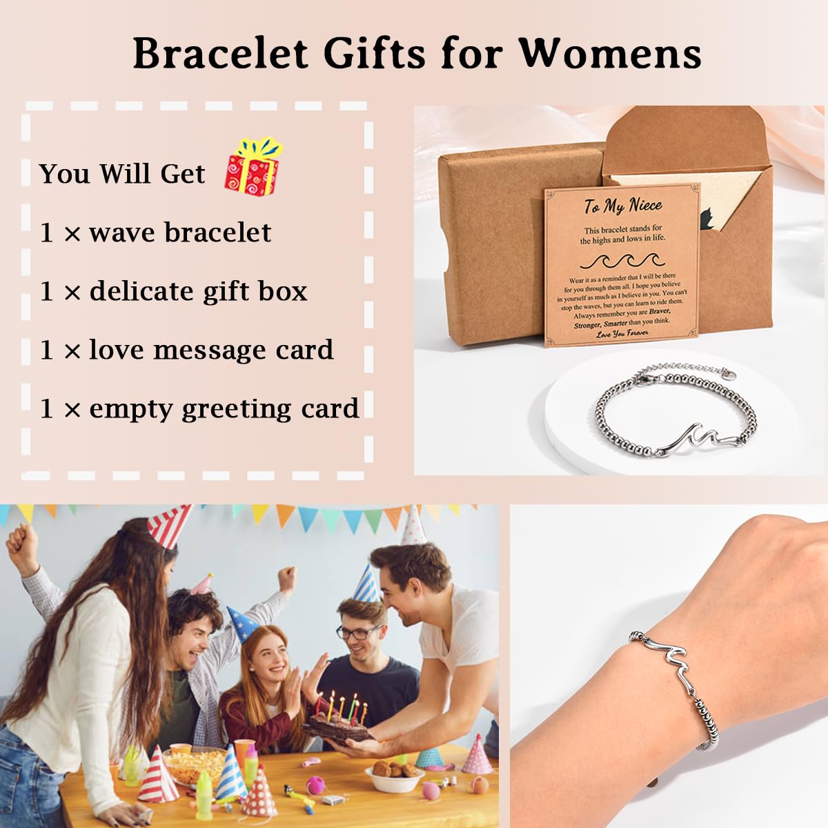 Wave of Life Bracelet - Thoughtful Gift for Women, Best Friend, Sister, Daughter, Granddaughter, Niece | Perfect for Christmas, Birthday, Valentine's Day & Graduation | Elegant Jewelry for Everyday Wear & Special Occasions