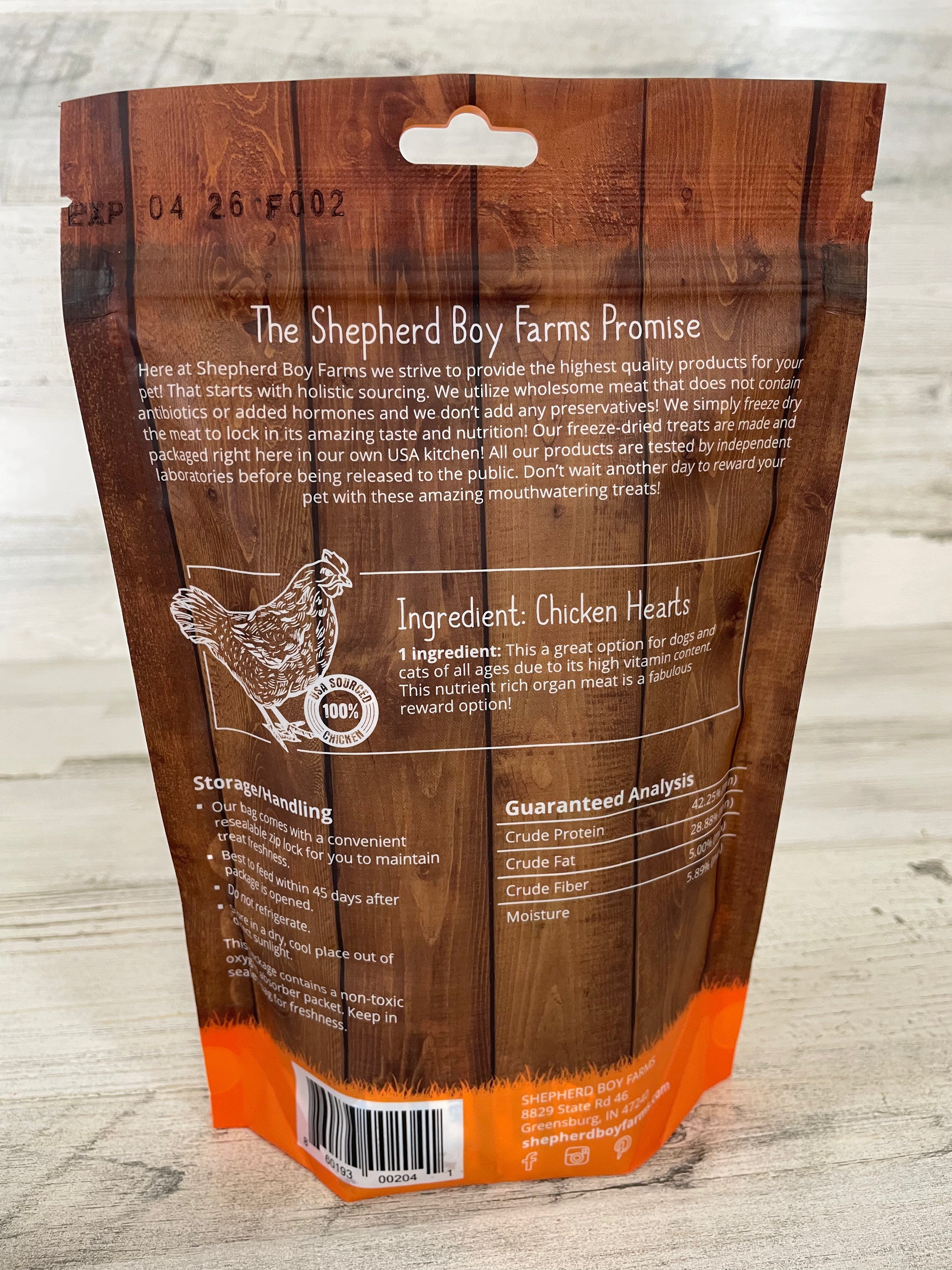 Premium Freeze Dried Chicken Heart Dog Treats by Shepherd Boy Farms - 3oz | All-Natural Protein Snacks for Training, Rewards & Dental Health