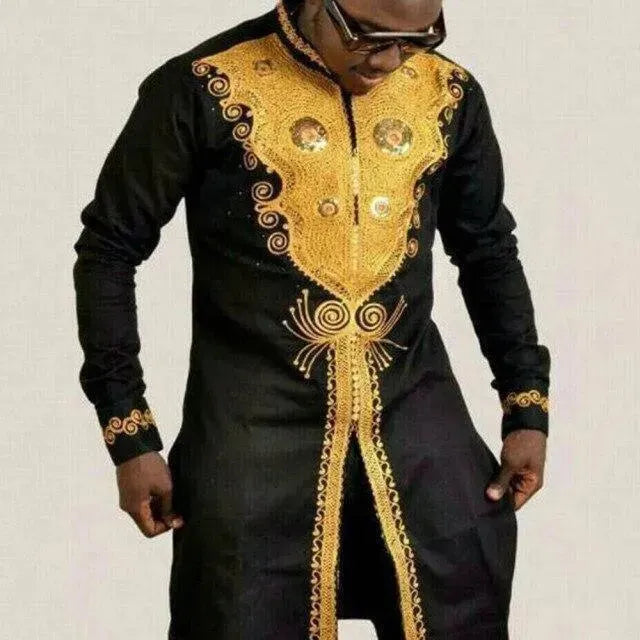 Authentic African Print Shirt for Men | Stylish Miner-Inspired Design | Perfect for Casual Wear, Cultural Events & Summer Outfits