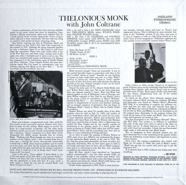 Thelonious Monk & John Coltrane Jazz Album - Legendary 1957 Recording | Vinyl, CD & Digital Download | Perfect for Jazz Lovers & Music Collectors