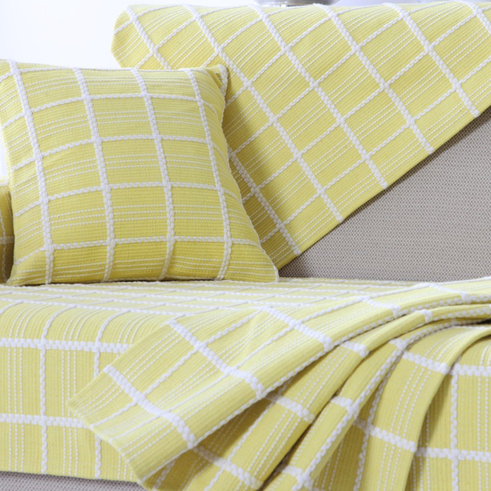 DIGOWPGJRHA 3-Piece Stretchable Sofa Slipcover for Sectional Couch - Soft Couch Cover for Living Room, Loveseat & 3-Cushion Sofa - Yellow 110x240cm (43x94inch) - Perfect for Home Decor, Pet Protection & Furniture Refresh
