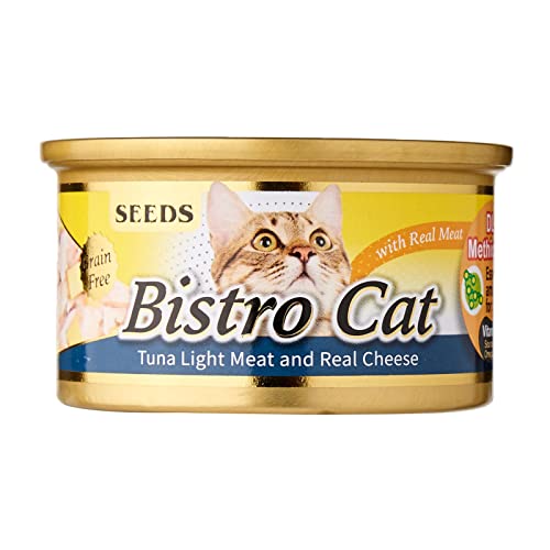 Bistro Cat Tuna Light Meat & Real Cheese Canned Cat Food 80g - High Protein Grain-Free Wet Cat Food for Adult & Senior Cats - Perfect for Mealtime, Travel & Treat Rewards