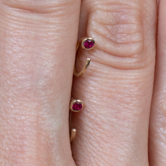14K Yellow Gold Ruby Ear Cuff - Elegant Dainty Cartilage Earring for Women - Perfect for Parties, Weddings & Everyday Wear