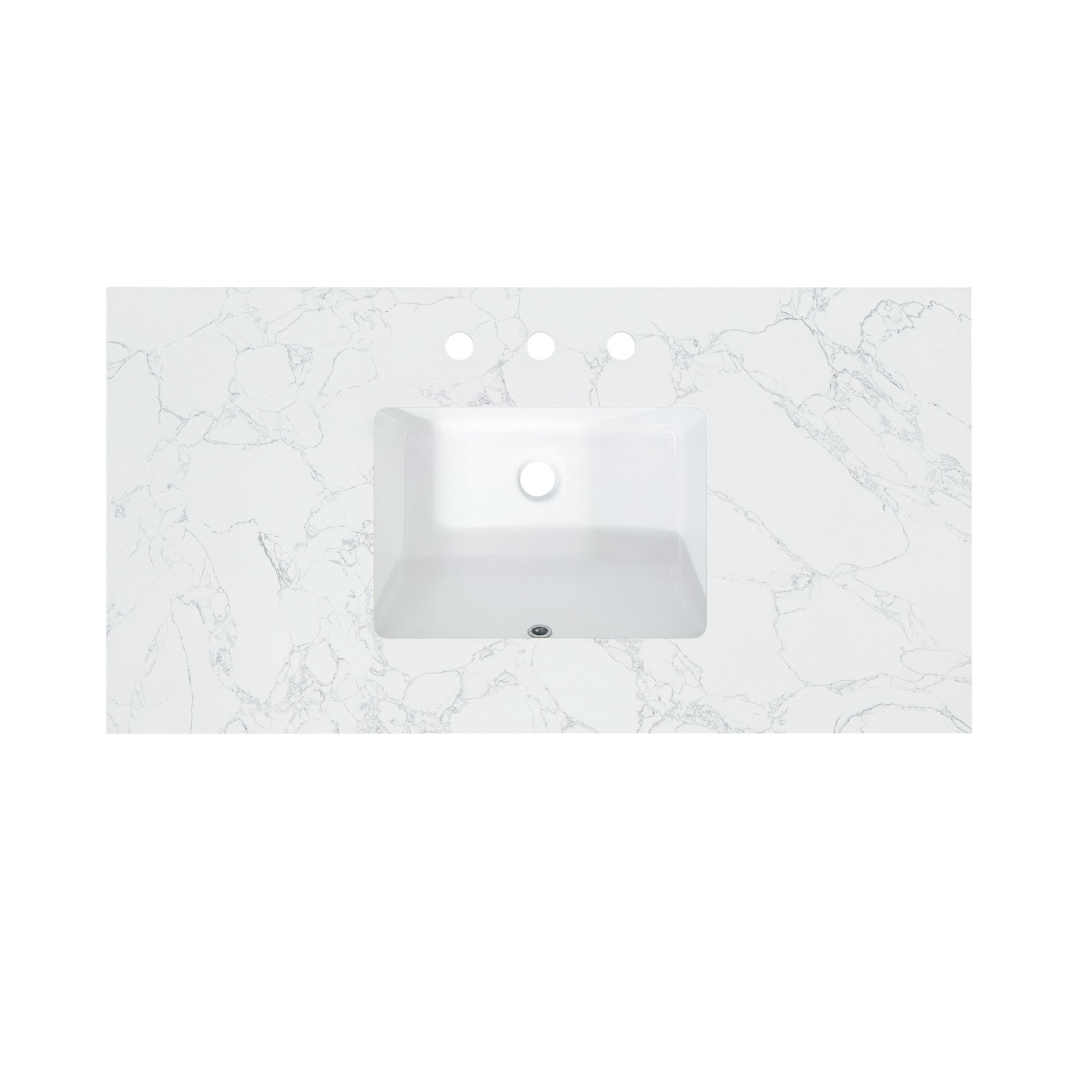 Premium Engineered Stone Vanity Top in Grain White with Single White Sink - Perfect for Modern Bathroom & Powder Room Renovations