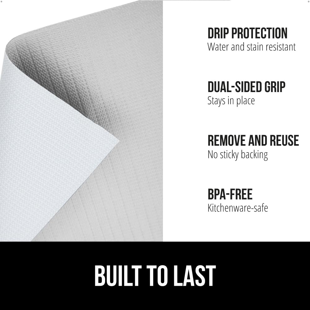GORILLA GRIP Non-Slip Drawer & Shelf Liner - 17.5x20 Inch BPA-Free Kitchen Cabinet Organizer | DripGuard Protection for Bathroom Drawers & Smooth Surface Shelves | Light Gray Home Organization Solution for Kitchen, Pantry & Bath Storage