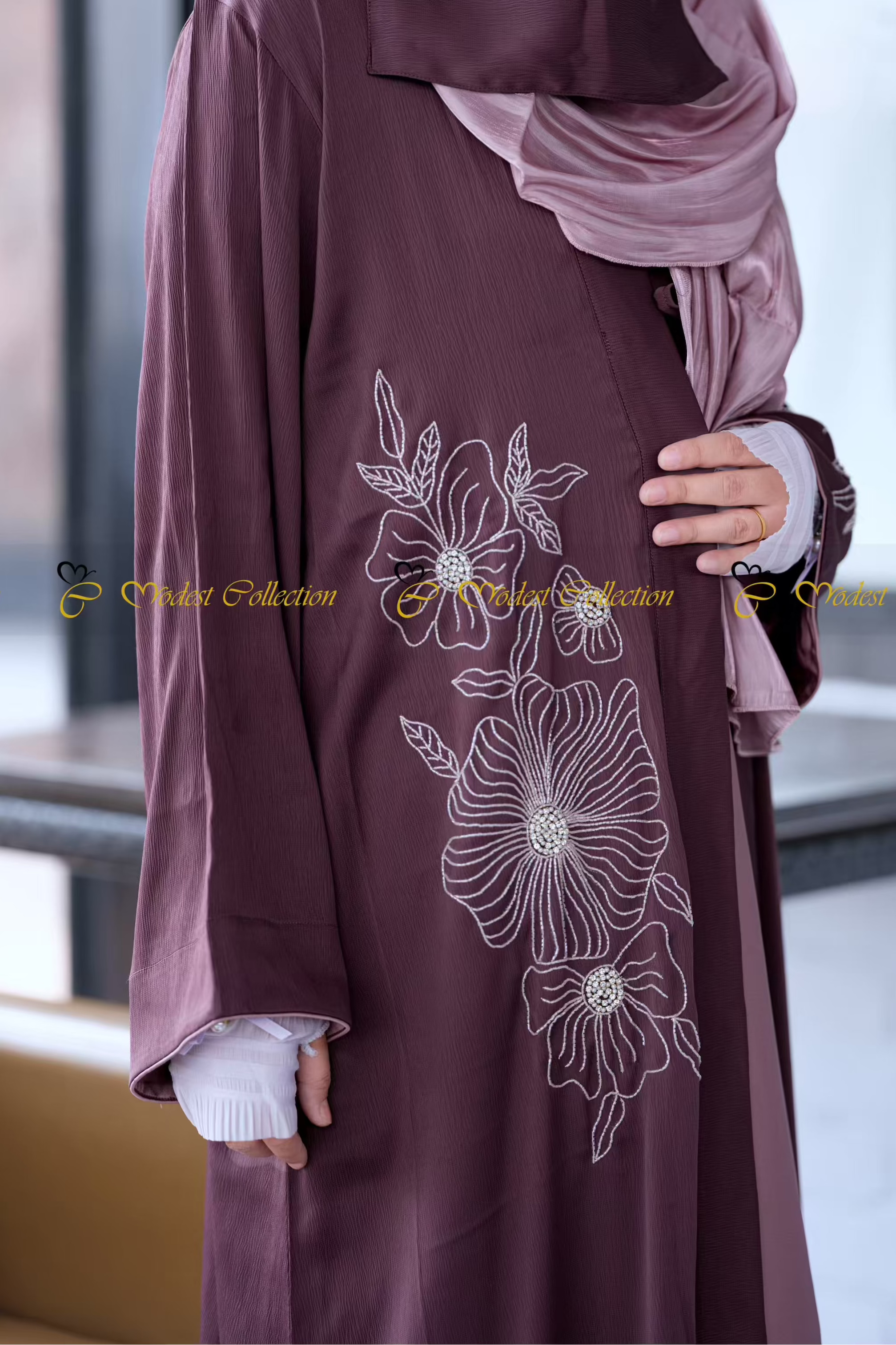 Elegant Orchid Kimono Robe with Inner Set - Women's Floral Loungewear for Spa, Yoga & Relaxation at Home