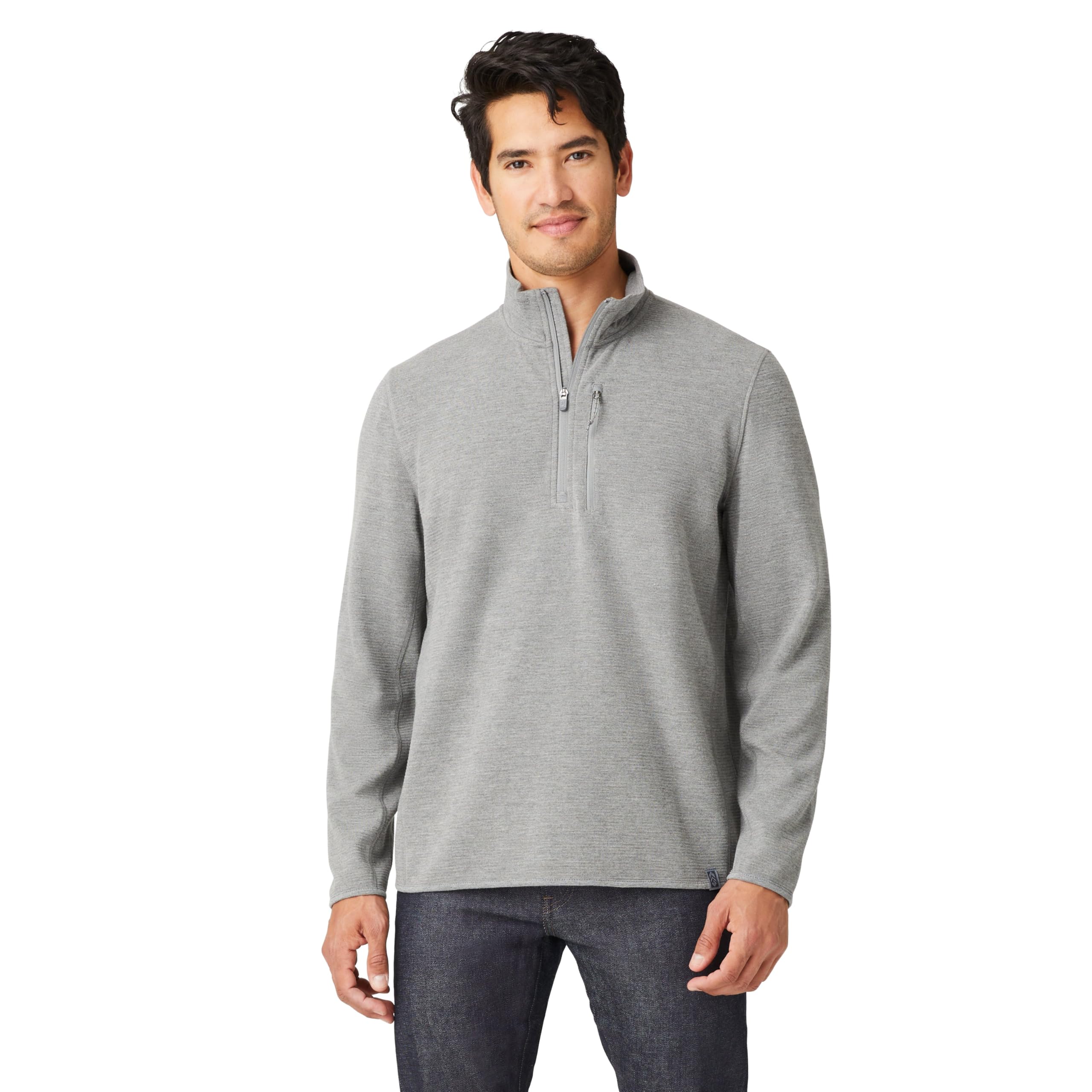 Free Country Men's Altitude Quilted Long Sleeve 1/2 Zip Mock Neck Shirt - Lightweight Hiking & Outdoor Performance Top for Cold Weather Adventures