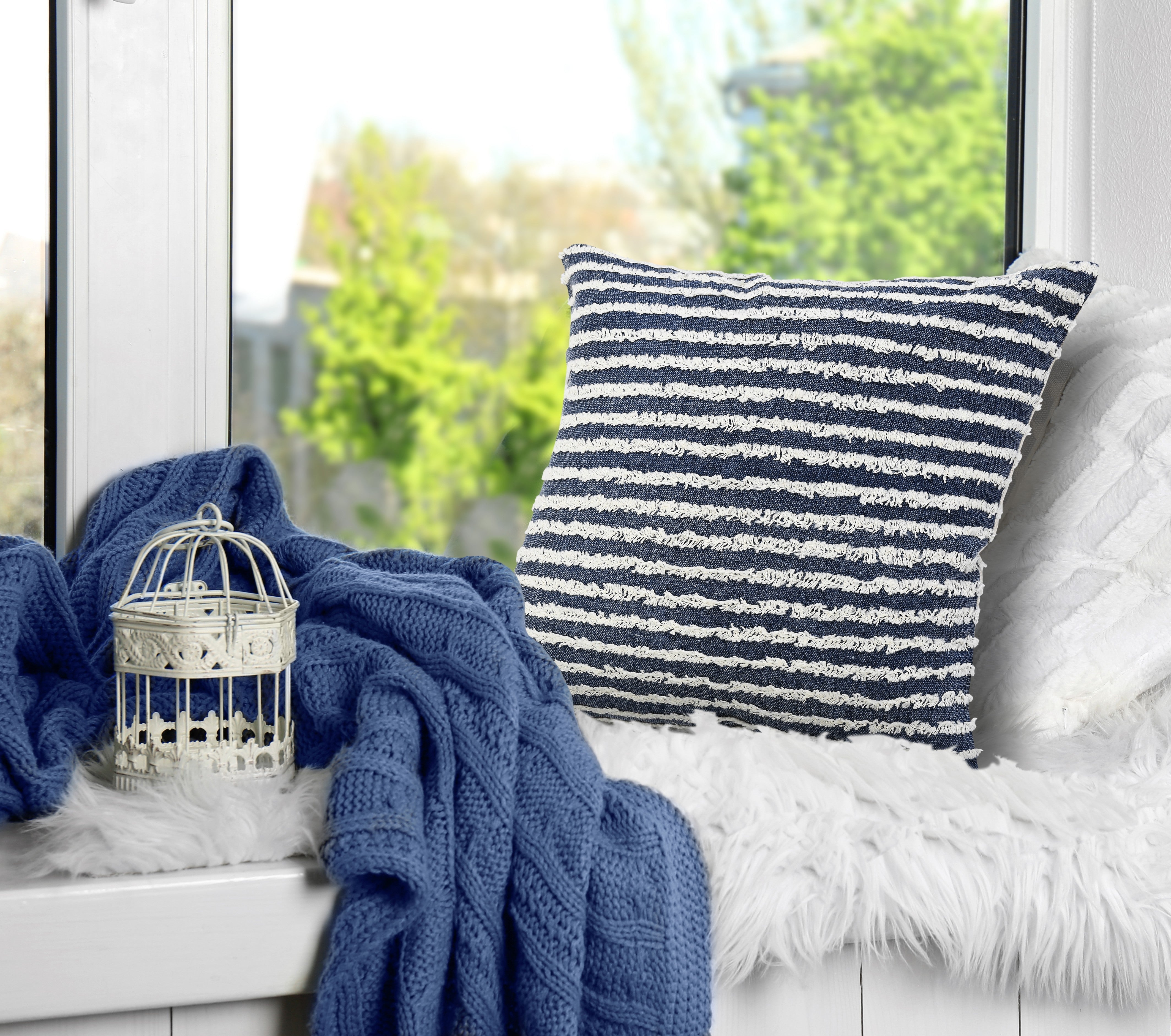 Ensign Blue Wispy Ways Square Throw Pillow - Soft Decorative Cushion for Sofa, Bed & Home Decor
