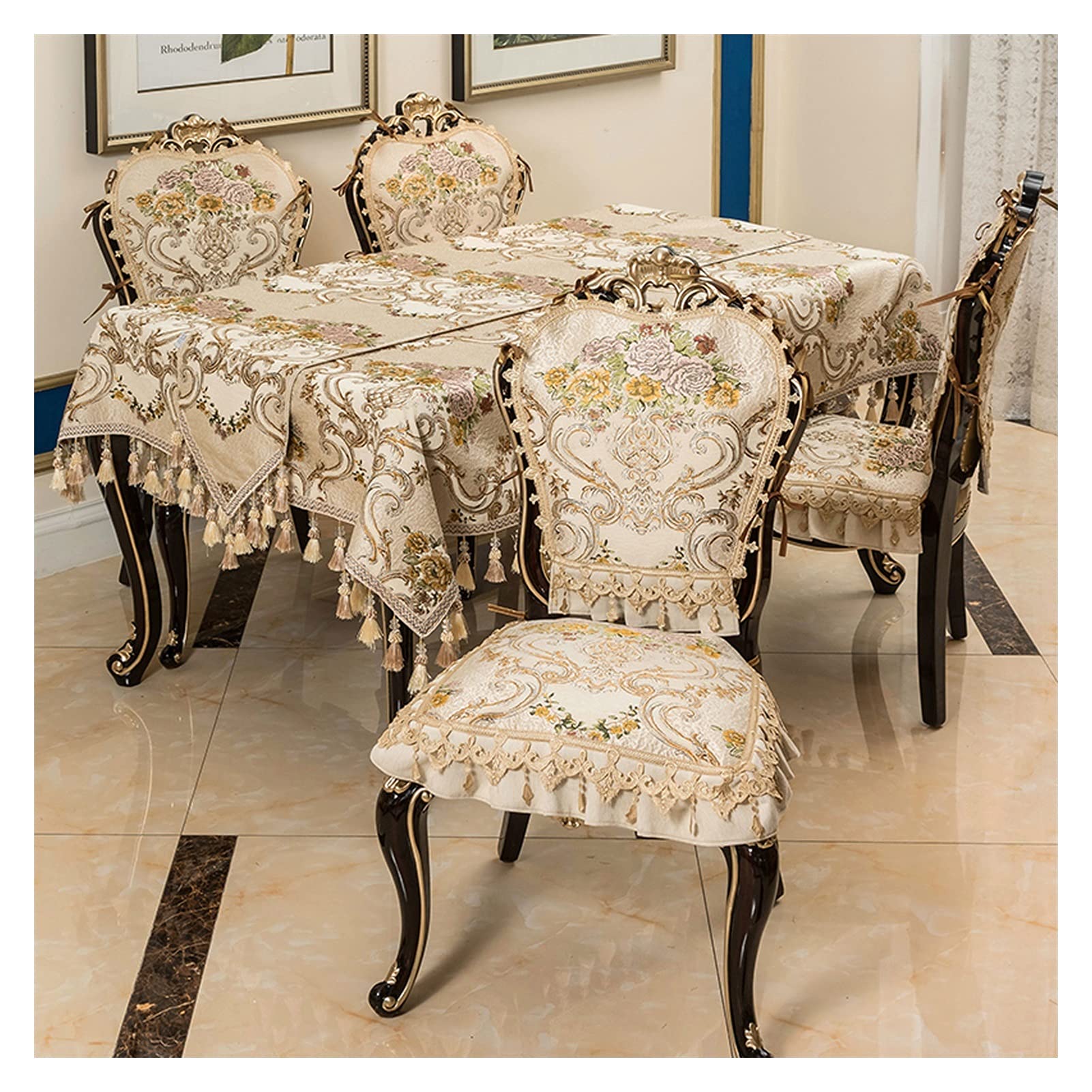 European Style Dining Chair Covers Set - Washable Removable Kitchen Chair Slipcovers with Seat Protectors | Perfect for Formal Dining Rooms, Restaurants & Home Kitchens