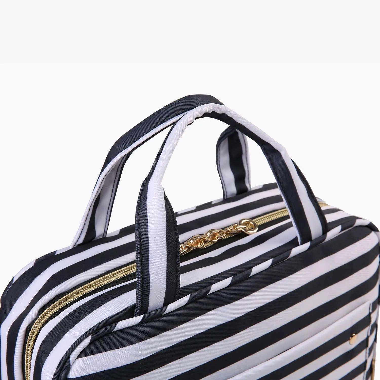 Bonchemin Stripes Space Saver Toiletry Bag - Waterproof Hanging Travel Cosmetic Organizer for Women & Men - Perfect for Camping, Gym, Business Trips