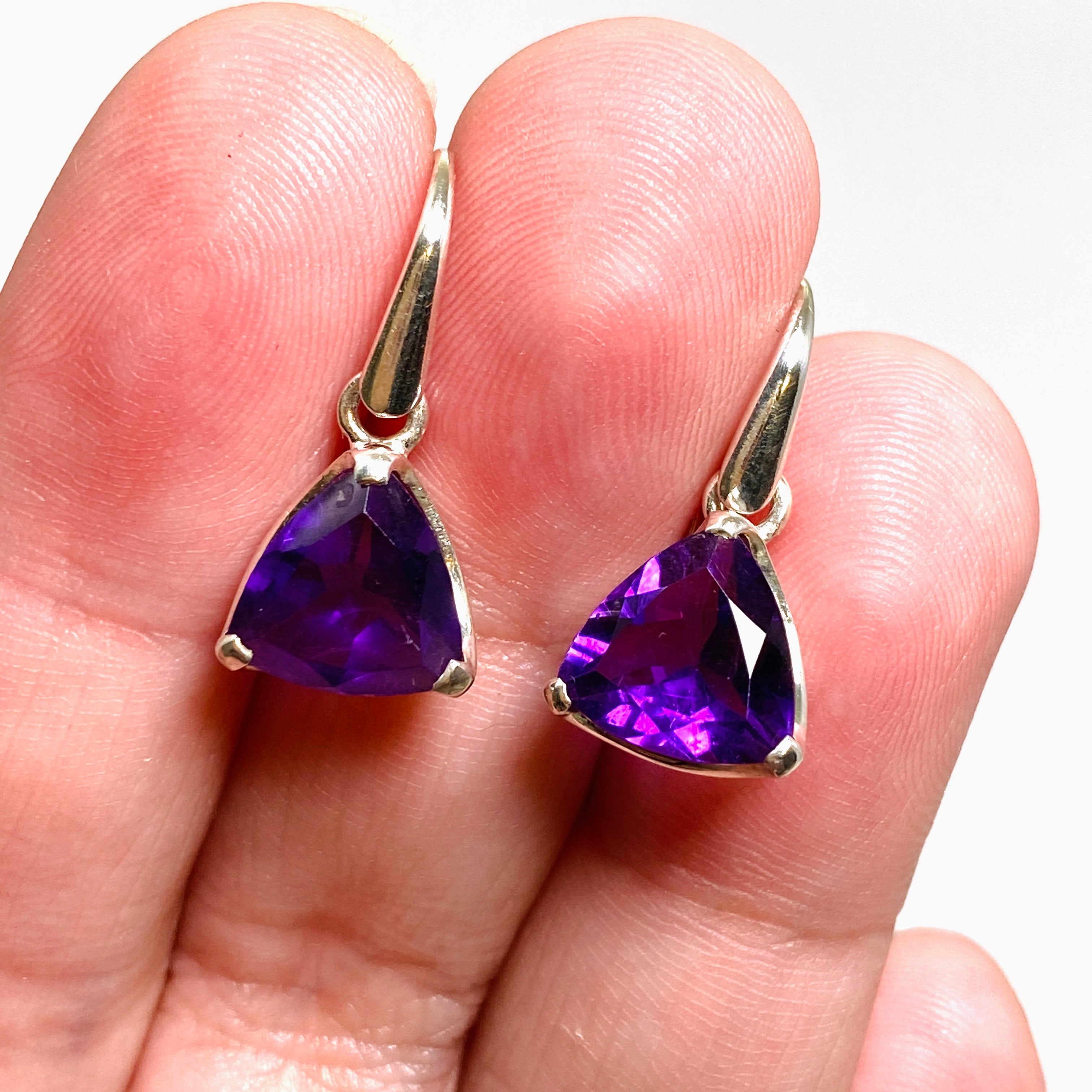 Amethyst Triangular Faceted Earrings for Women - Elegant Purple Gemstone Dangle Earrings - Perfect for Parties, Weddings & Special Occasions