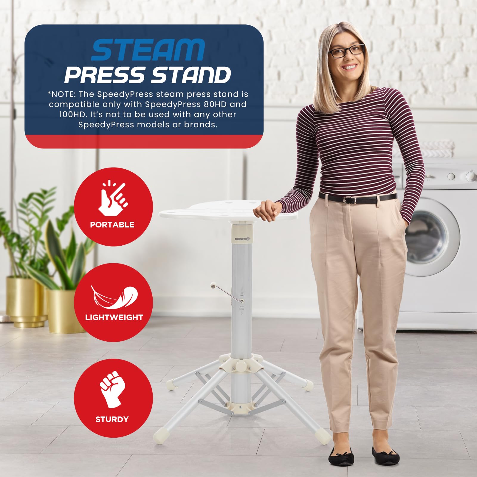 Adjustable Height Steam Press Stand for 80HD & 100HD Heat Press Machines | Collapsible Ironing Table with 4 Anti-Slip Legs (23-32