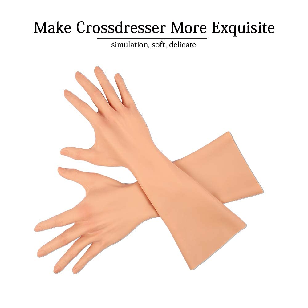 Realistic Silicone Gloves - Soft Fake Female Hands with Half Arm for Crossdressers, Transgender & Drag Queens | Perfect for Cosplay, Halloween & Performance Costumes