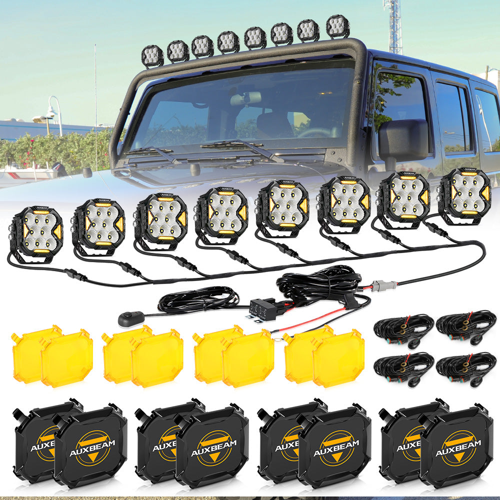 CUBE Z Series 4 Inch Flood LED Pod Lights - Off Road Lights with White DRL & Amber Turn Signal - Waterproof LED Light Bar for Trucks, ATVs, UTVs, Jeeps - Perfect for Off-Roading, Camping & Night Driving