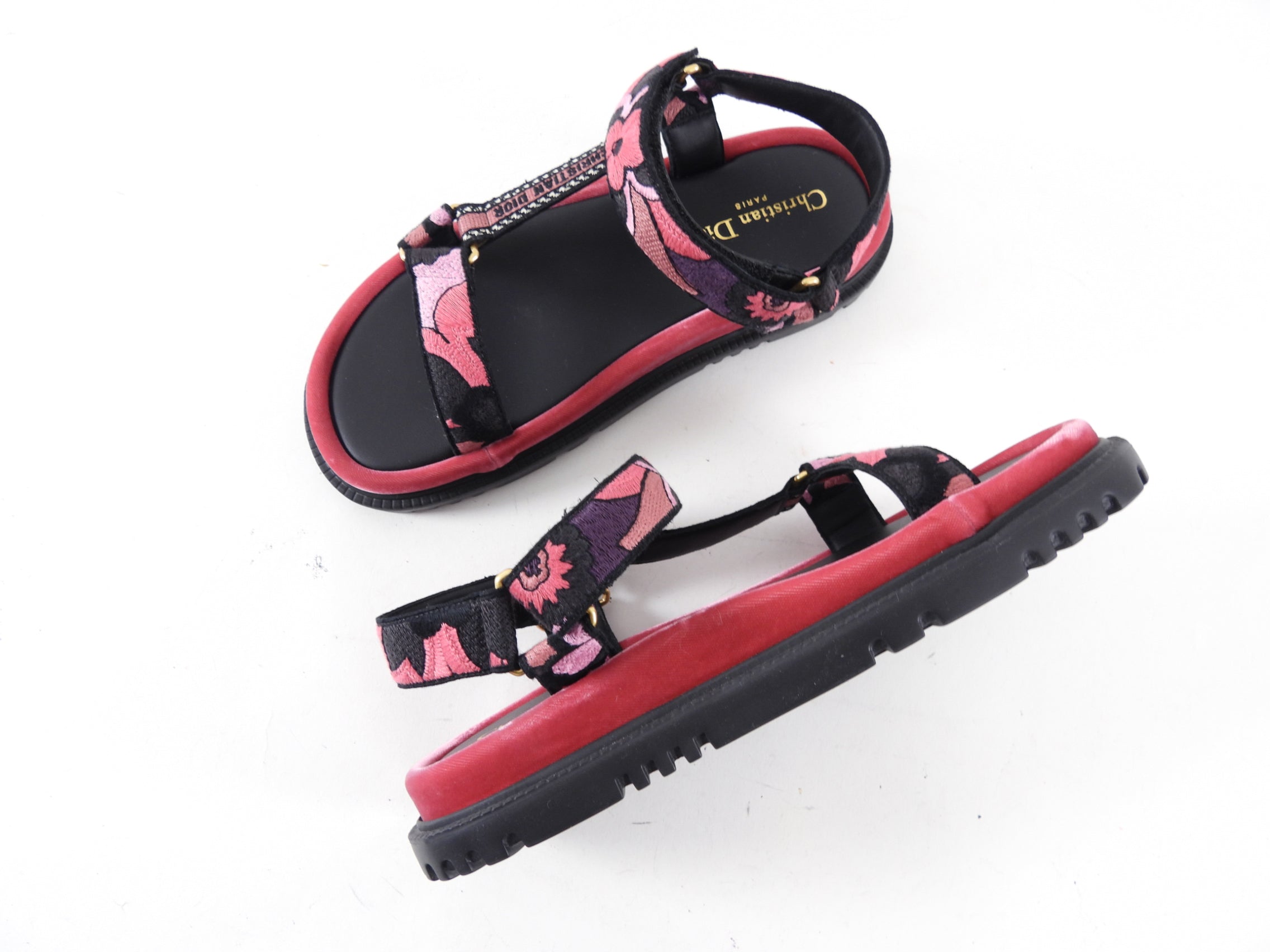 Christian Dior Pink Velvet Embroidered D Wave Sandals Size 39 - Luxury Designer Women's Heels for Parties, Weddings & Special Occasions