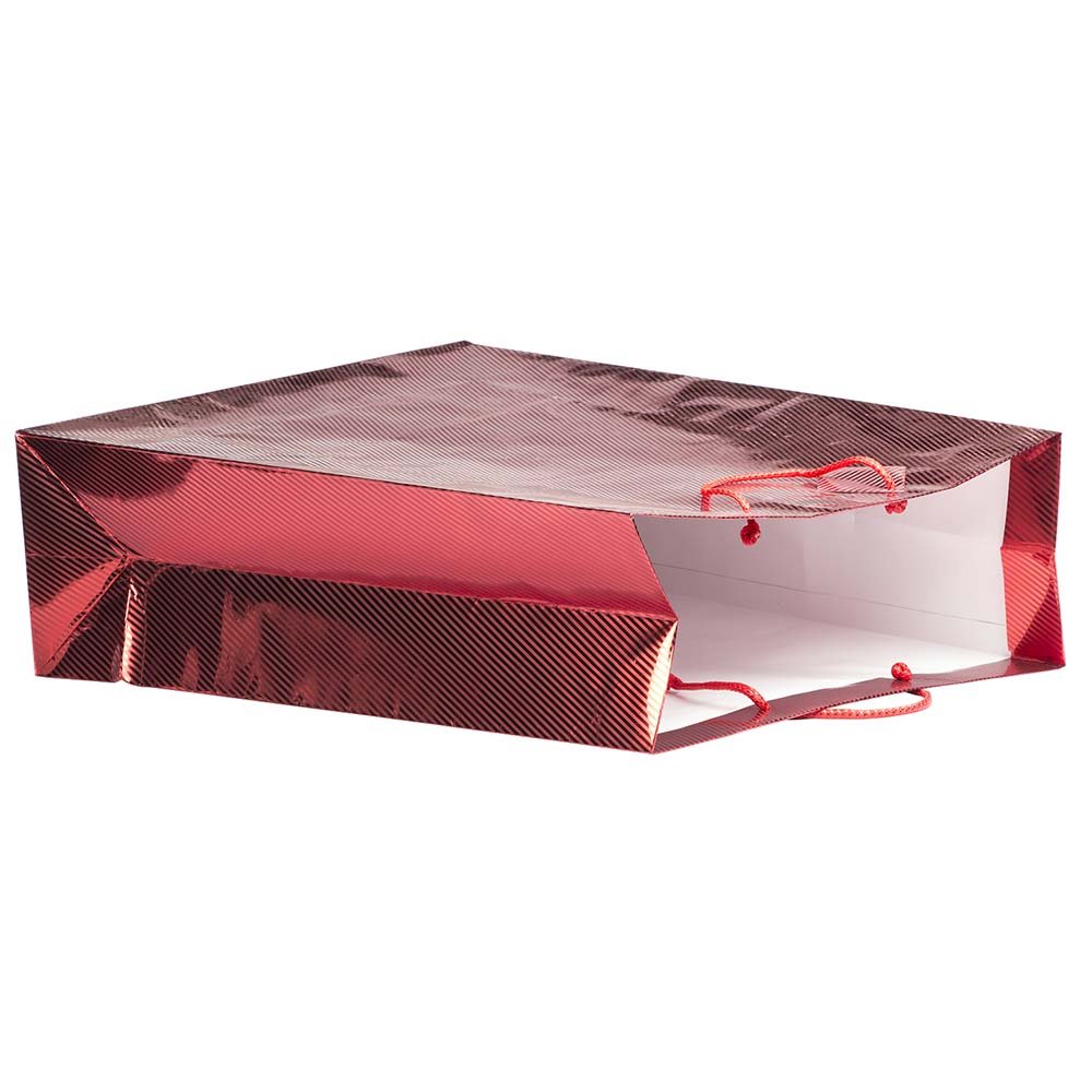 JAM Paper Large Red Foil Gift Bags with Rope Handles - 17