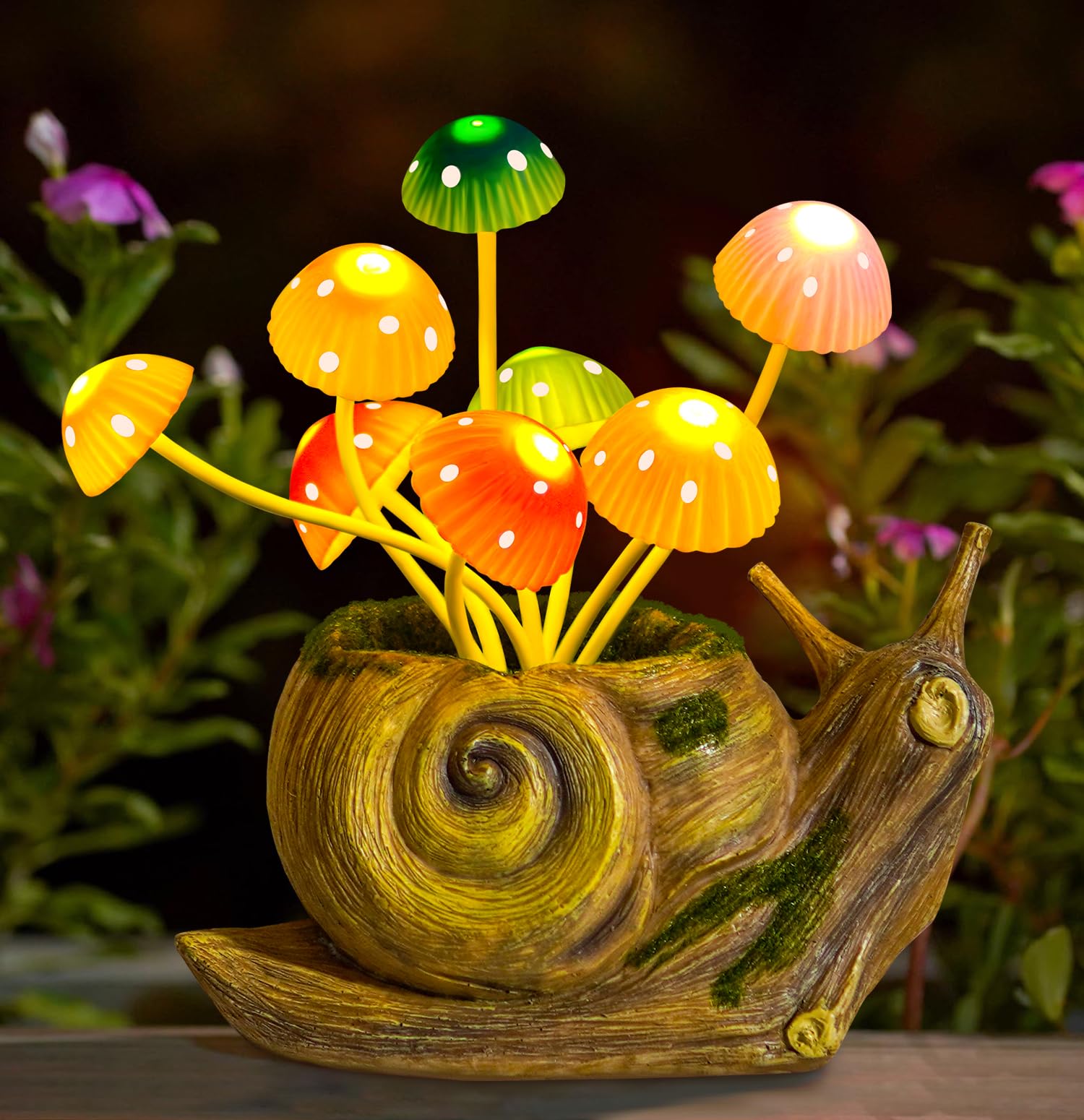 Solar Powered Garden Lights - Cute Snail & Mushroom LED Outdoor Decor for Patio, Yard, Lawn | Waterproof Solar Lights for Garden, Pathway, Backyard | Unique Birthday Gifts for Women, Mom | Perfect for Fairy Gardens, Porch Decor & Landscape Lighting