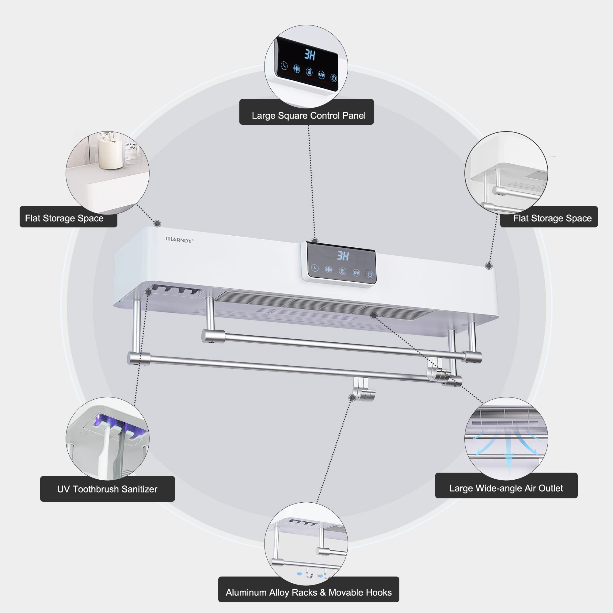 Smart Electric Towel Warmer with Toothbrush Holder & Timer - 500W Wall-Mounted Bath Towel Heater & Drying Rack for Spa-Like Luxury - Perfect for Bathrooms, Hotels, and Home Spa Relaxation